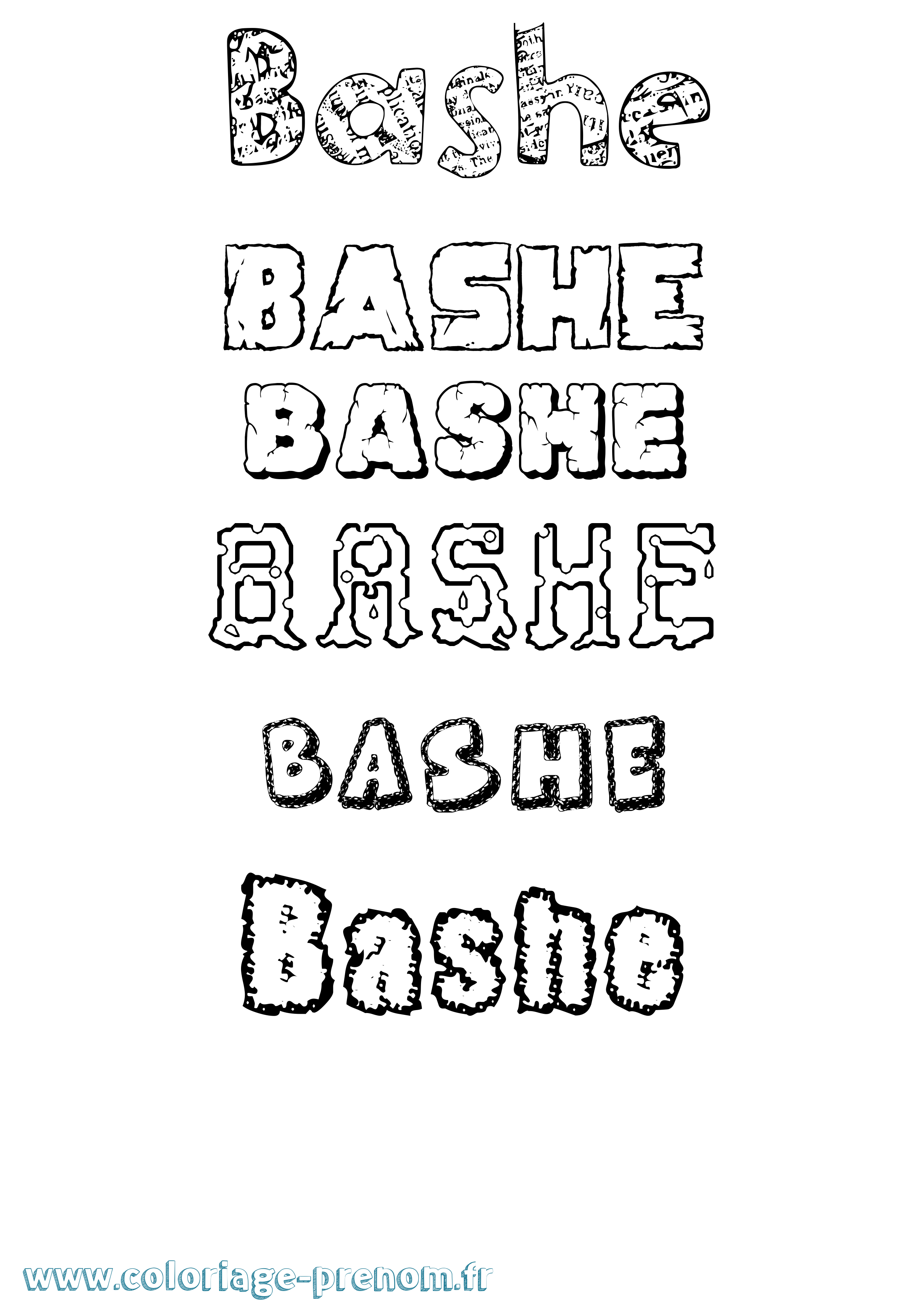 Coloriage Bashe Destructuré Coloriage prénom Bashe Destructuré
