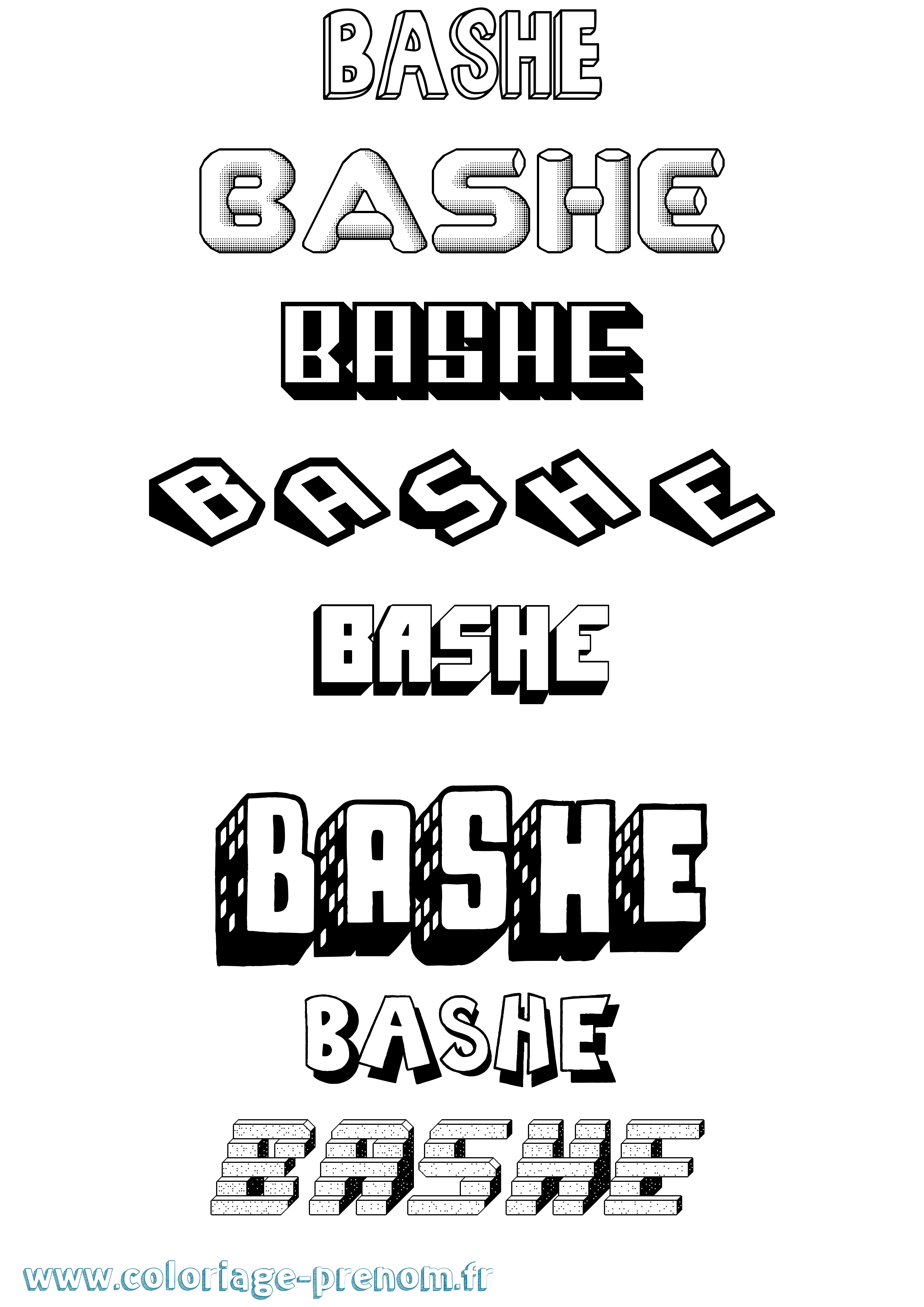 Coloriage Bashe Effet 3D Coloriage prénom Bashe Effet 3D