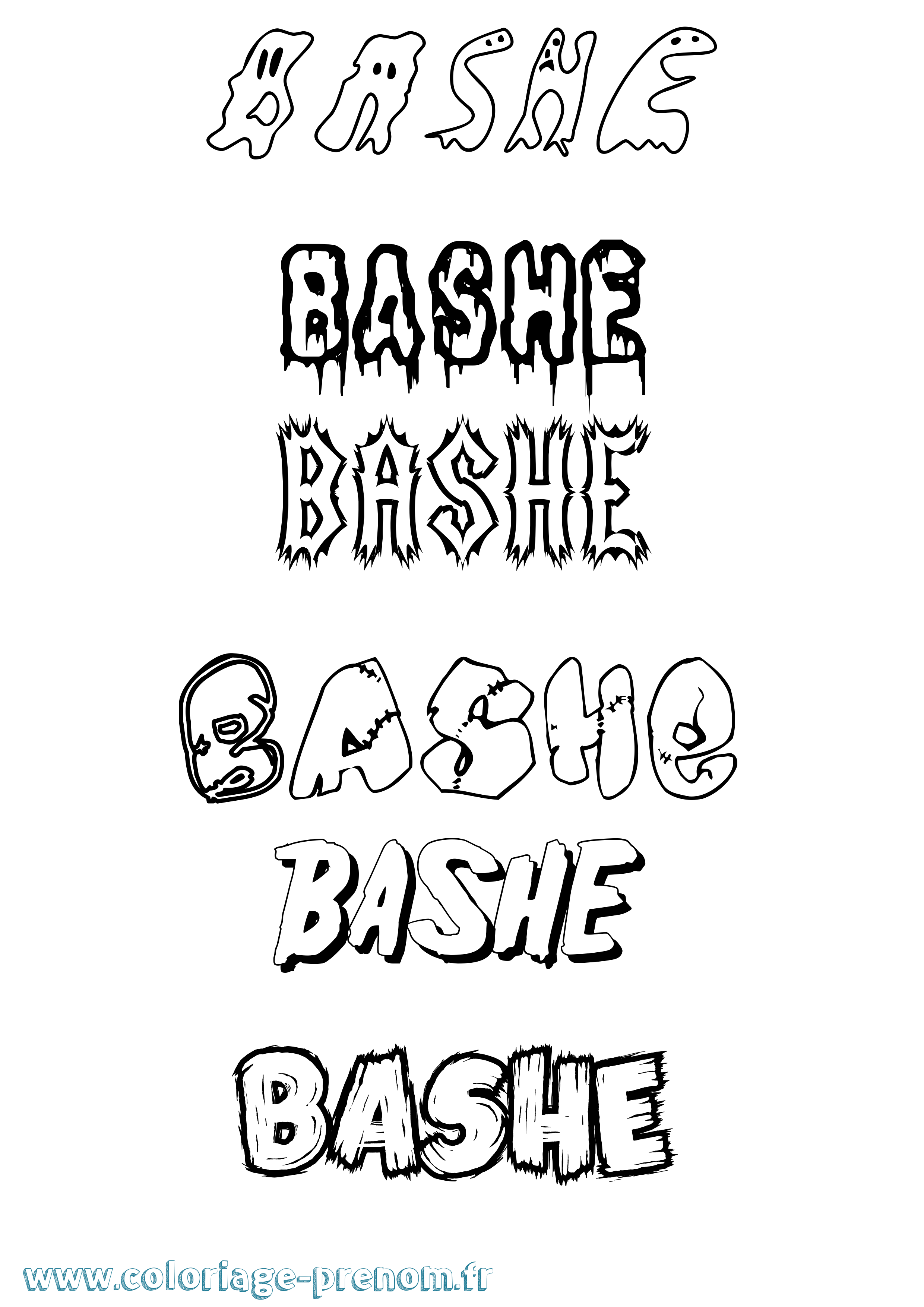 Coloriage Bashe Frisson Coloriage prénom Bashe Frisson