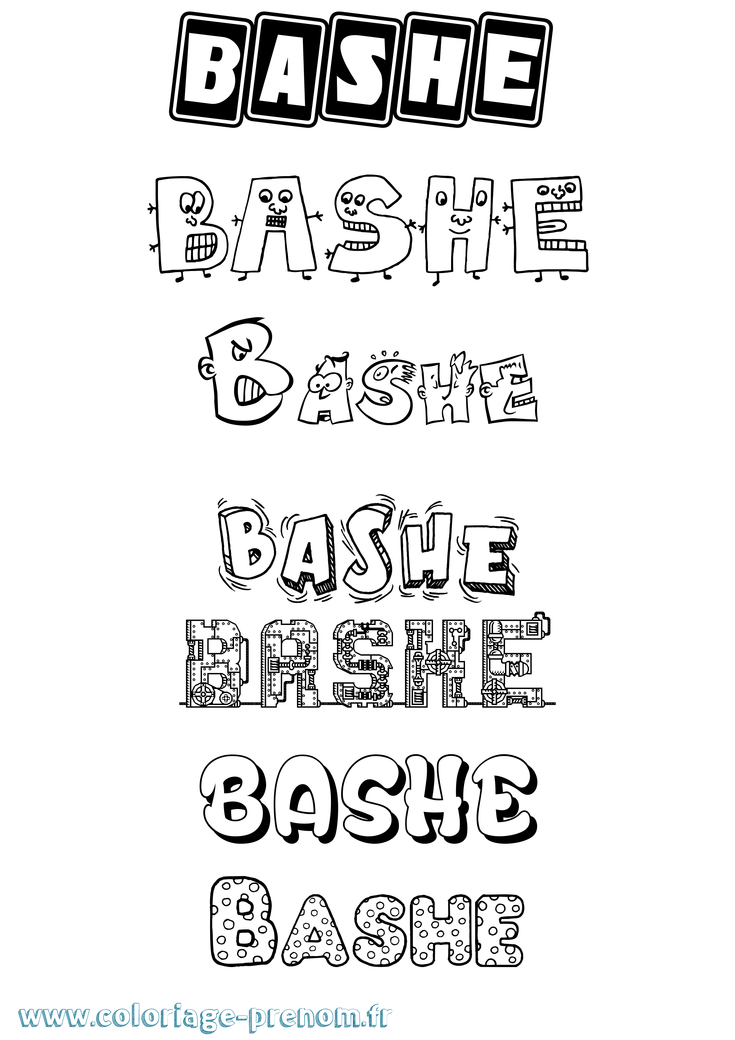 Coloriage Bashe Fun Coloriage prénom Bashe Fun