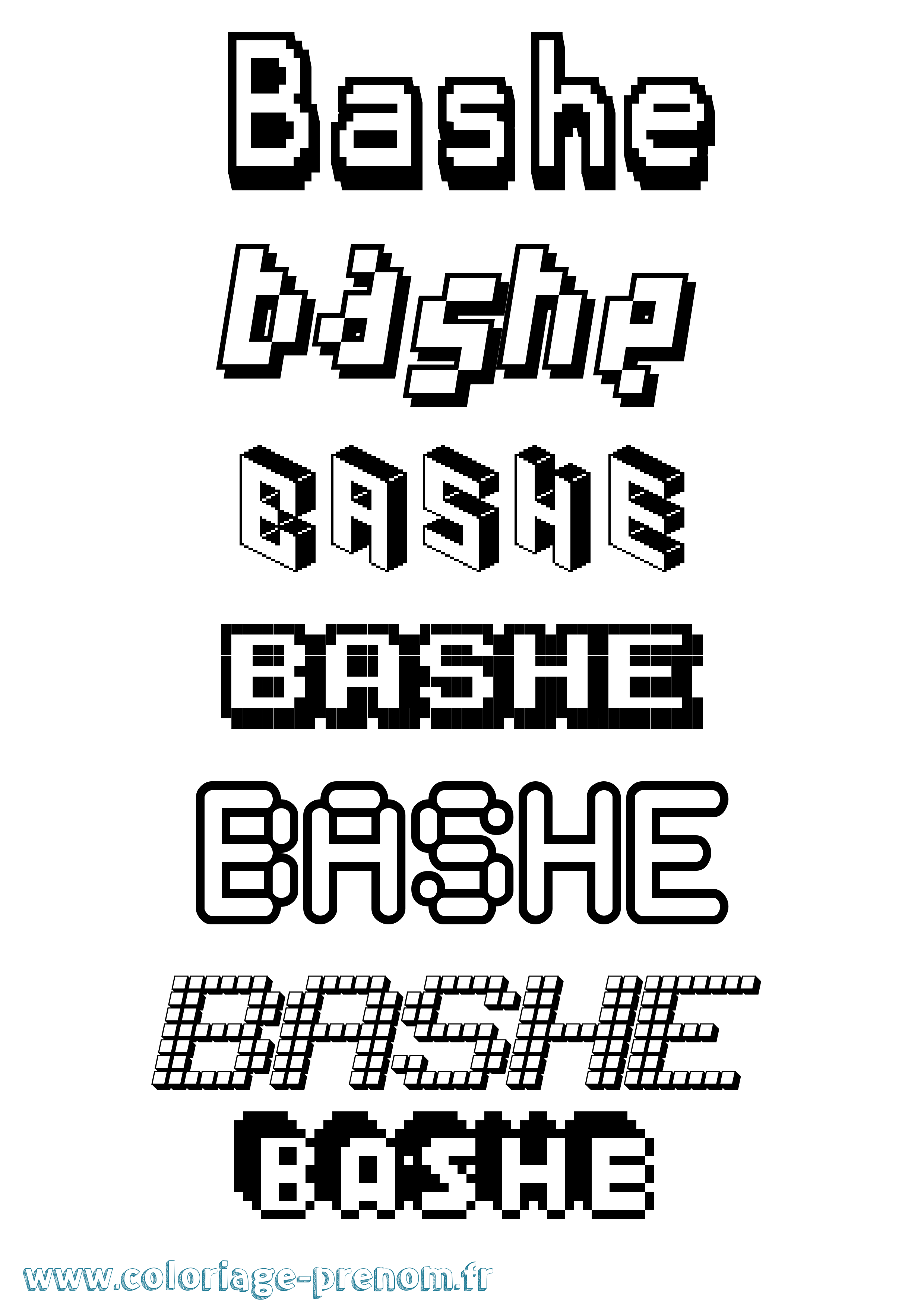 Coloriage Bashe Pixel Coloriage prénom Bashe Pixel