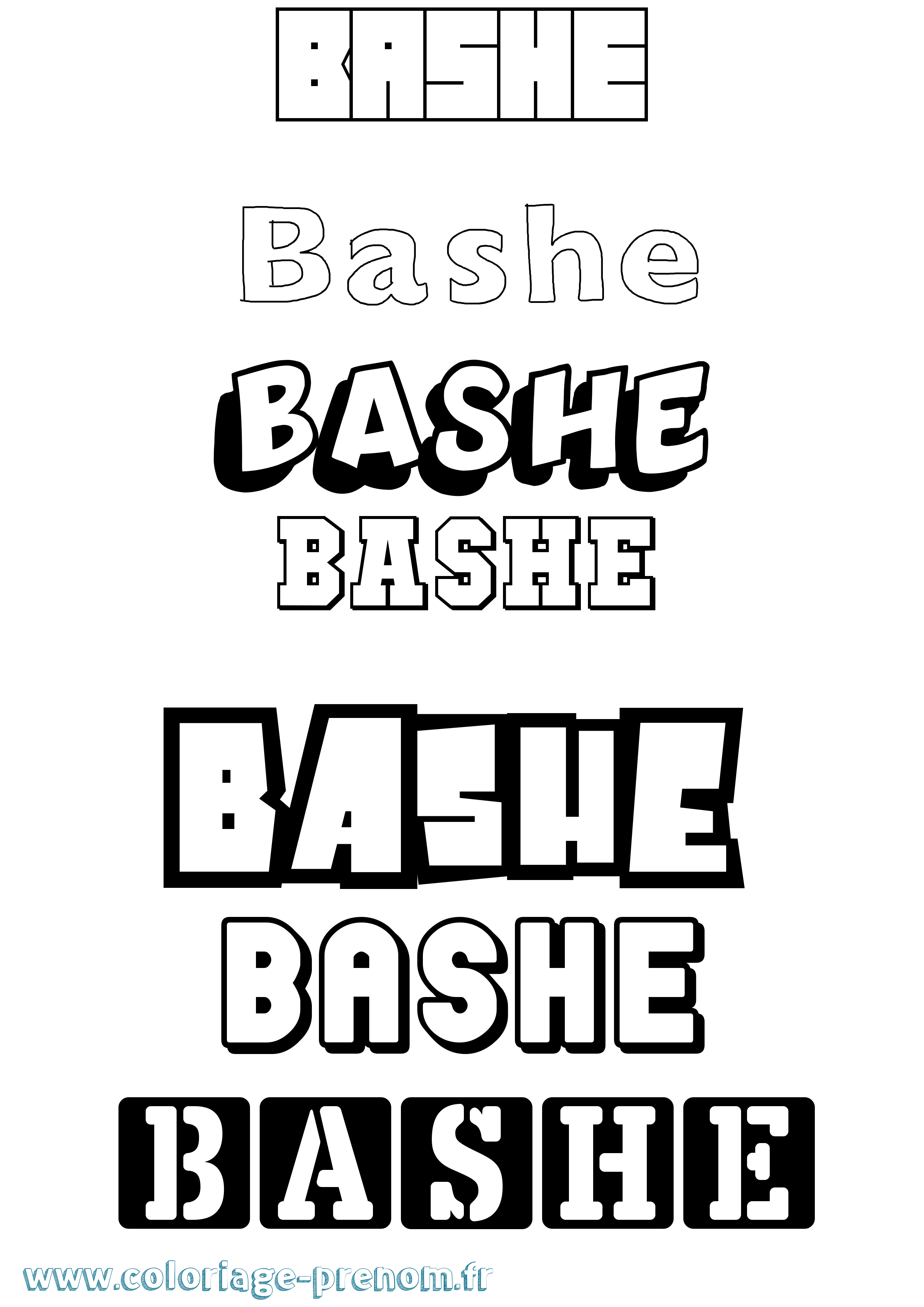 Coloriage Bashe Simple Coloriage prénom Bashe Simple