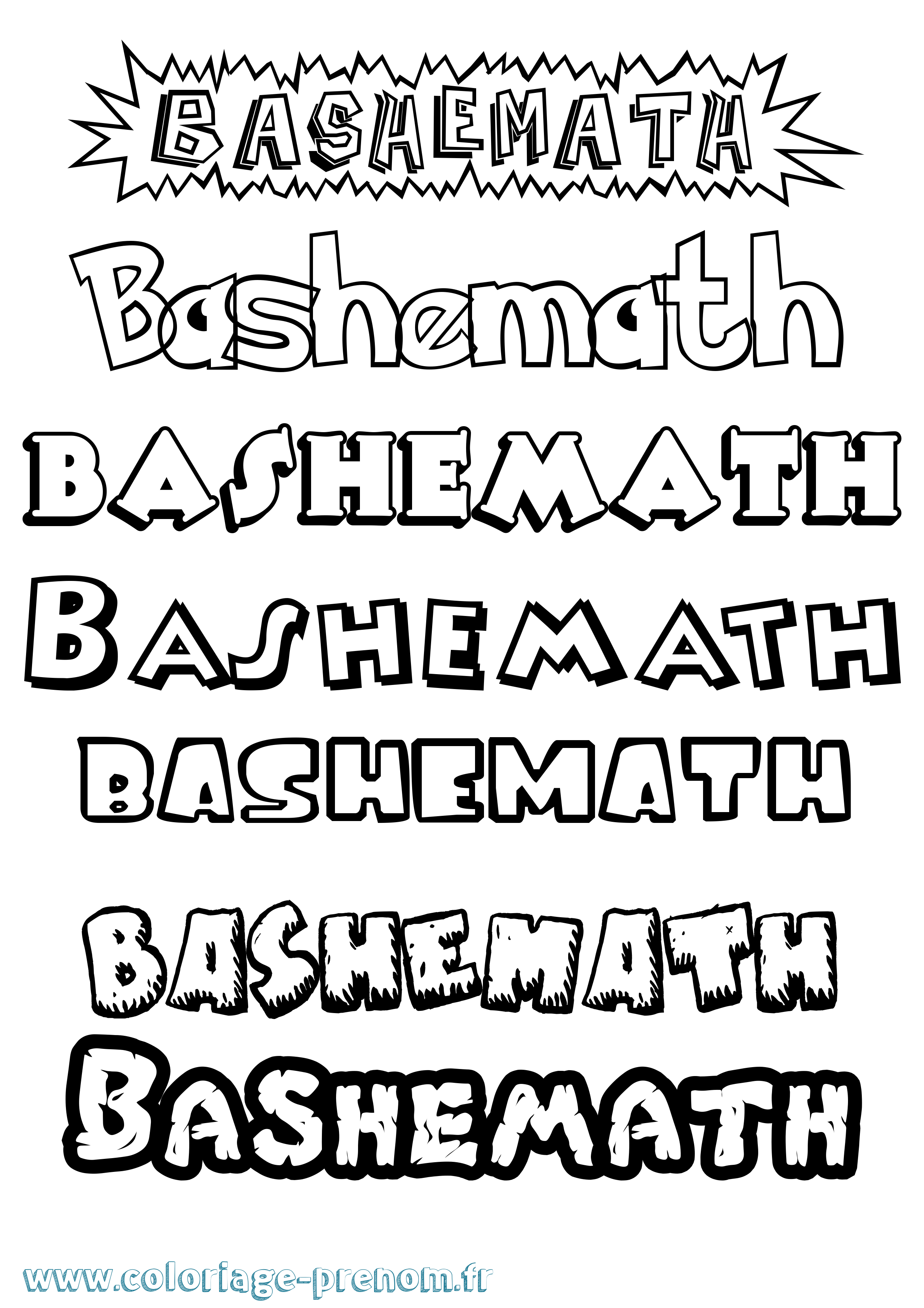 Coloriage prénom Bashemath Dessin Animé