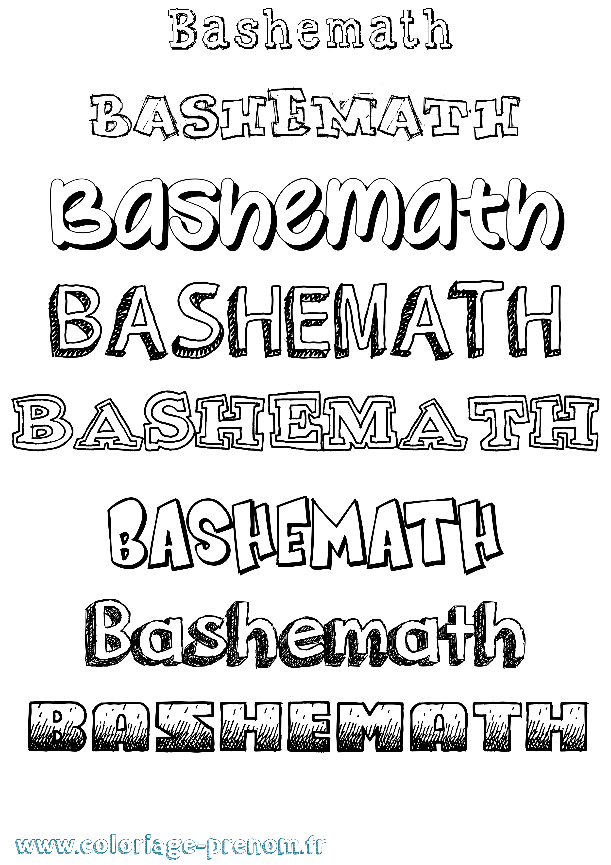 Coloriage prénom Bashemath Dessiné