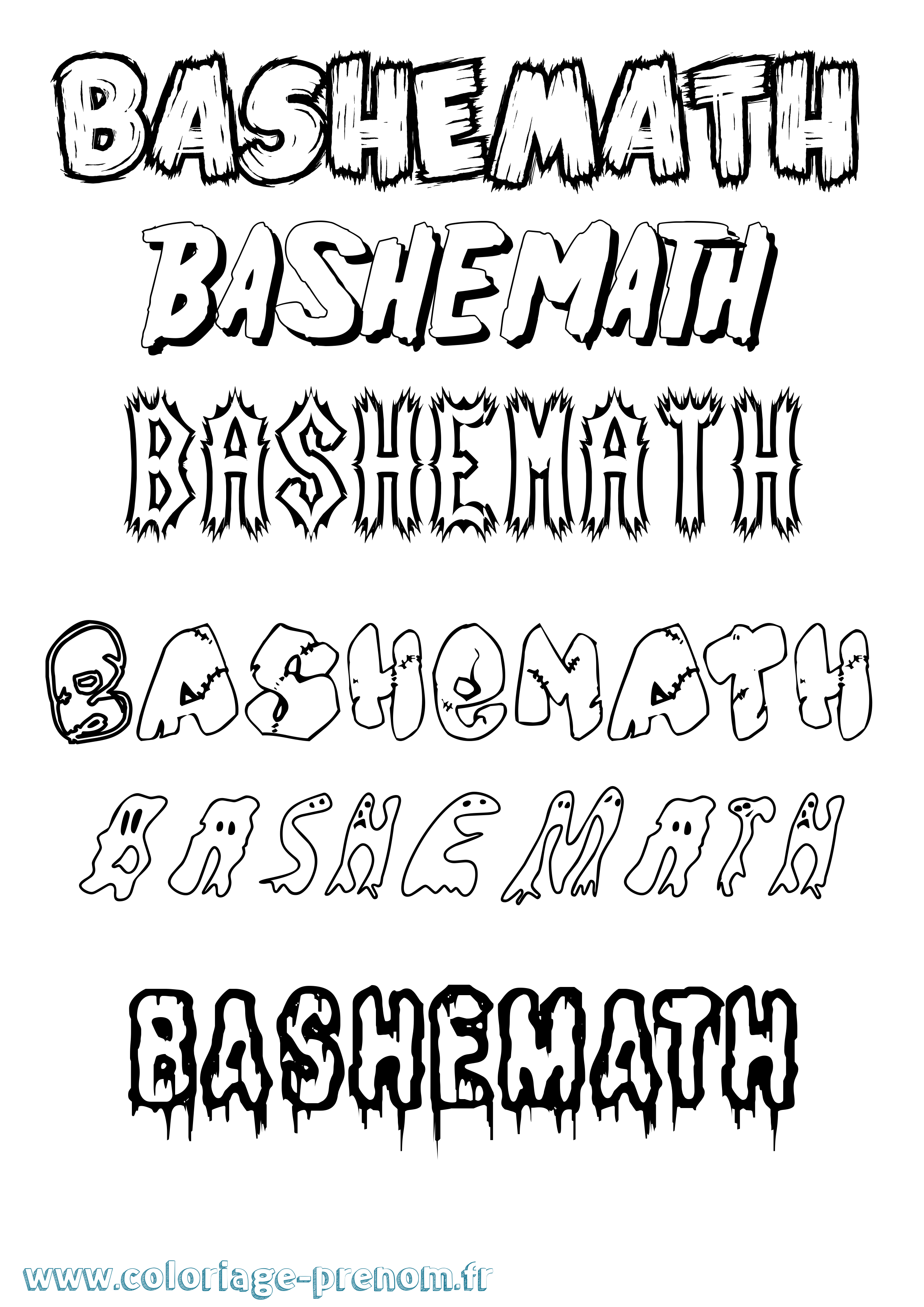 Coloriage prénom Bashemath Frisson