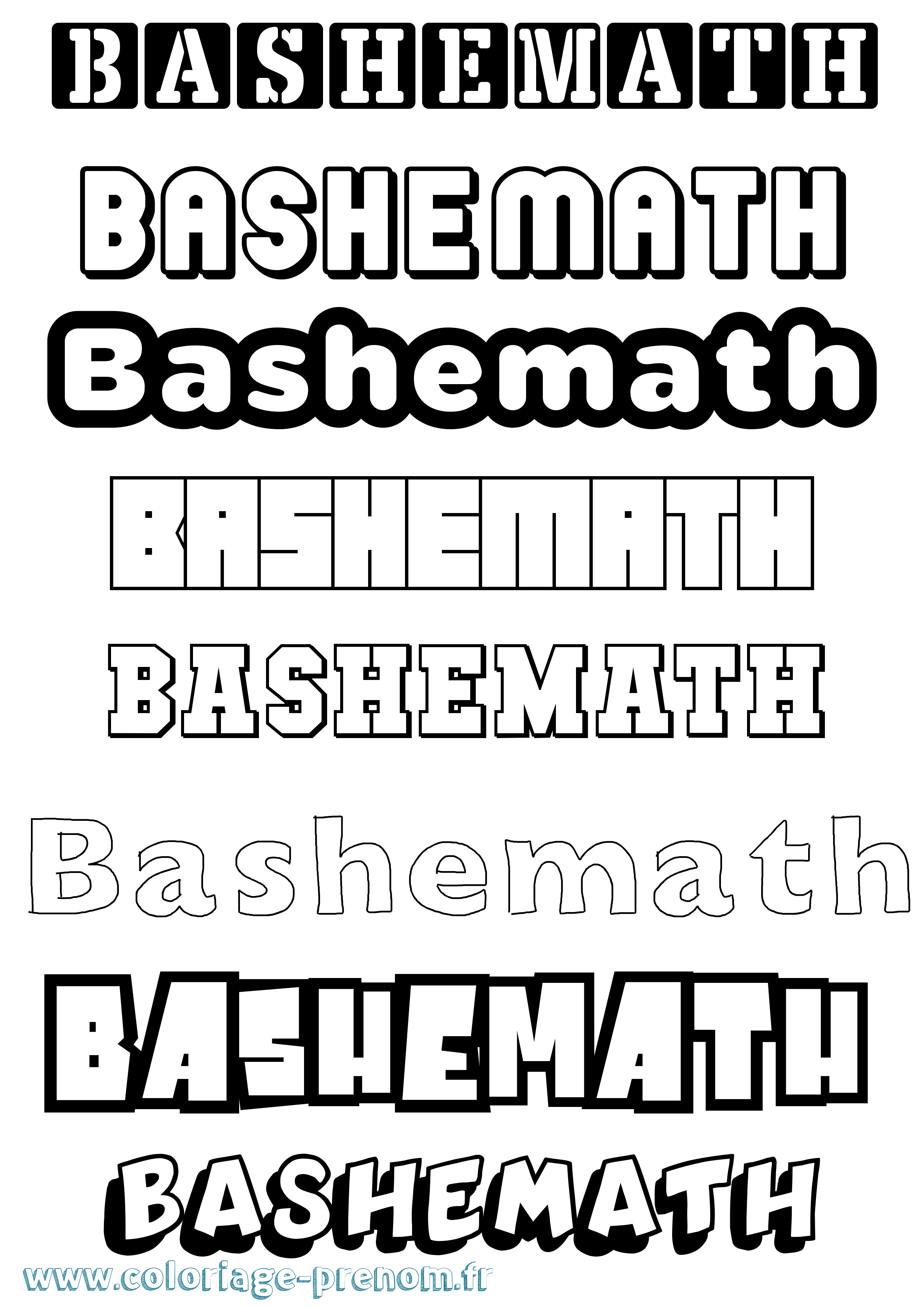Coloriage prénom Bashemath Simple