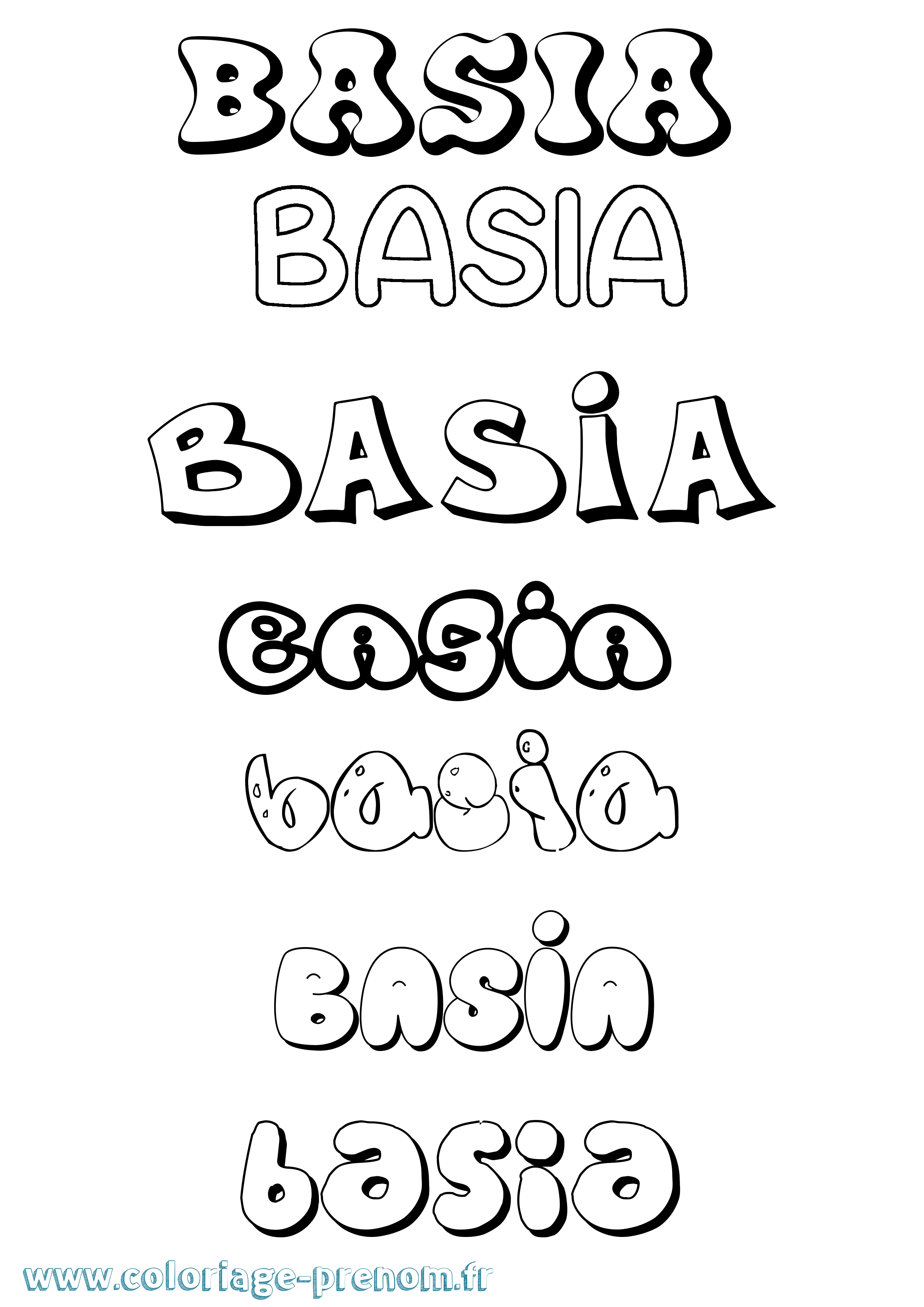 Coloriage prénom Basia Bubble