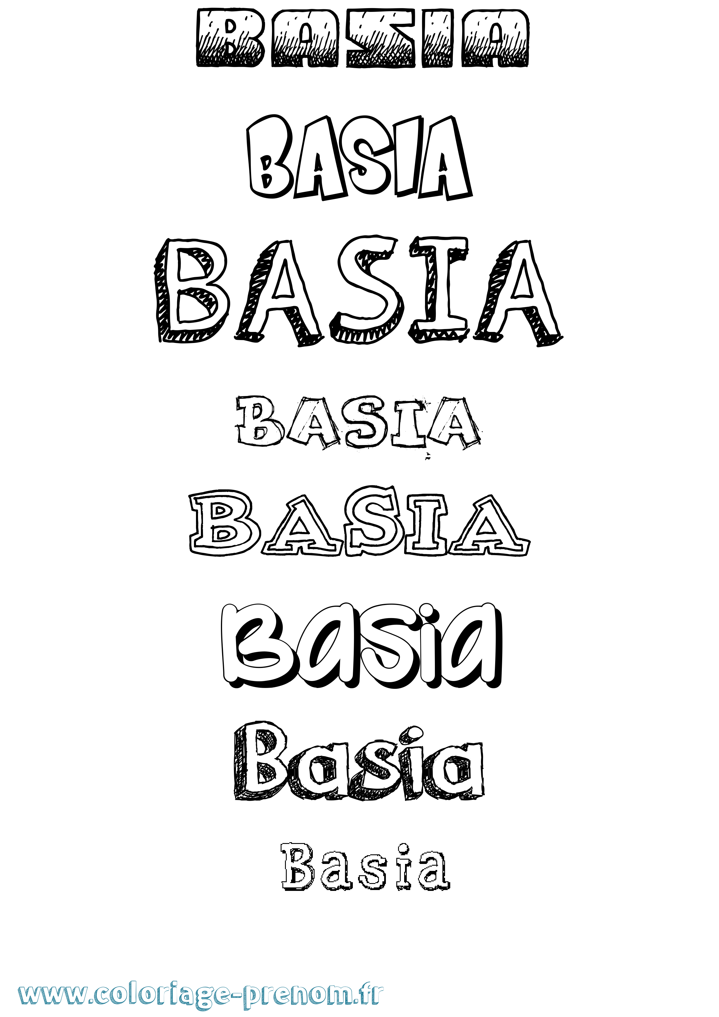 Coloriage prénom Basia Dessiné
