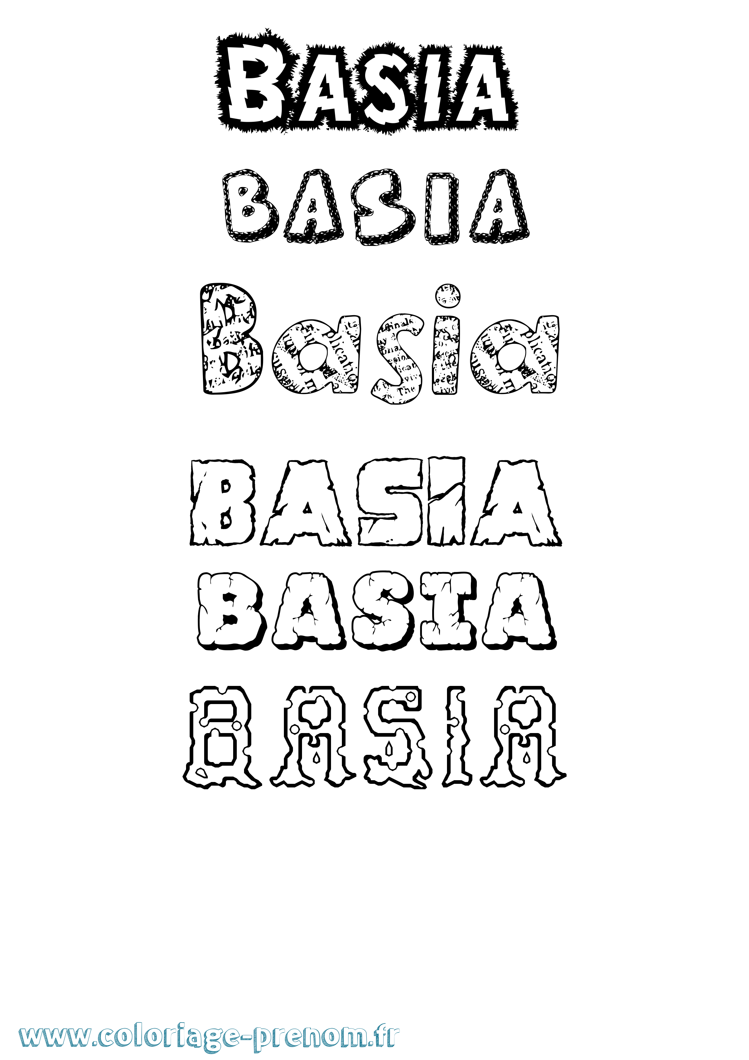 Coloriage prénom Basia Destructuré