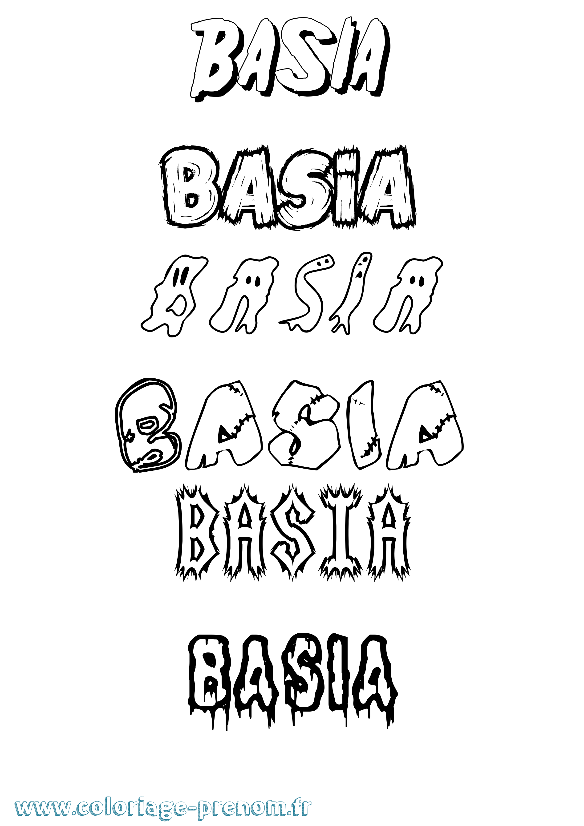 Coloriage prénom Basia Frisson