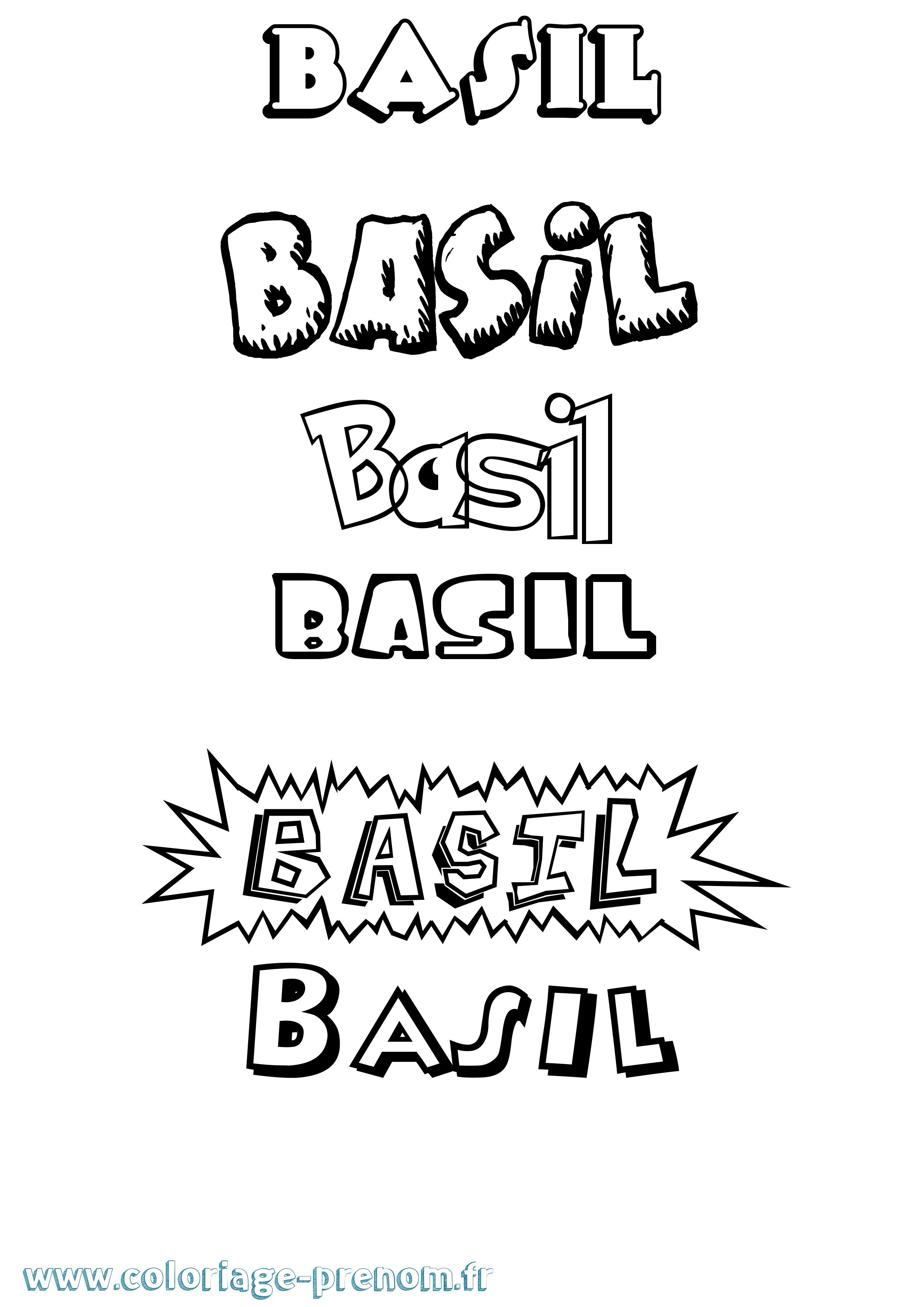 Coloriage prénom Basil Dessin Animé