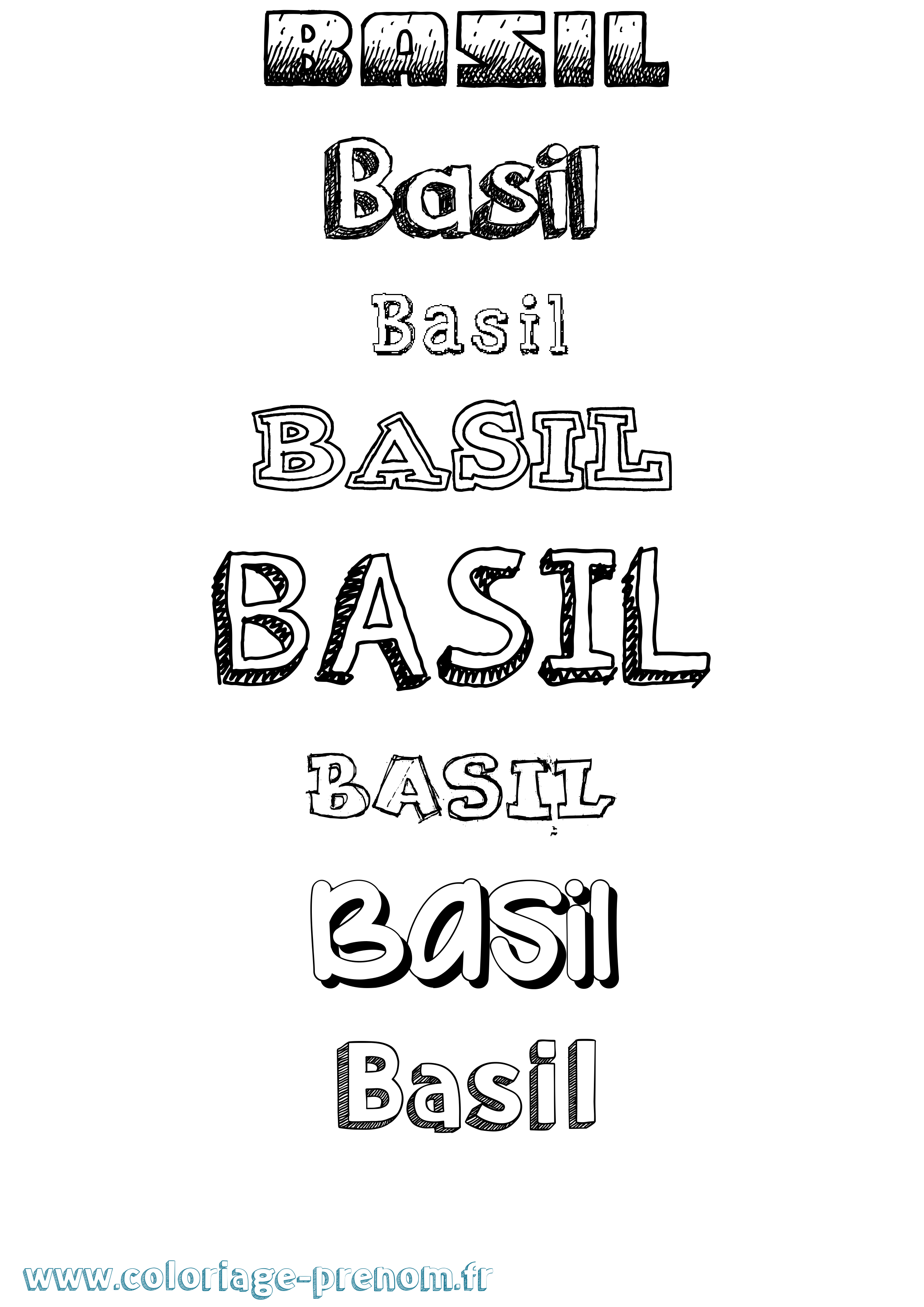 Coloriage prénom Basil Dessiné