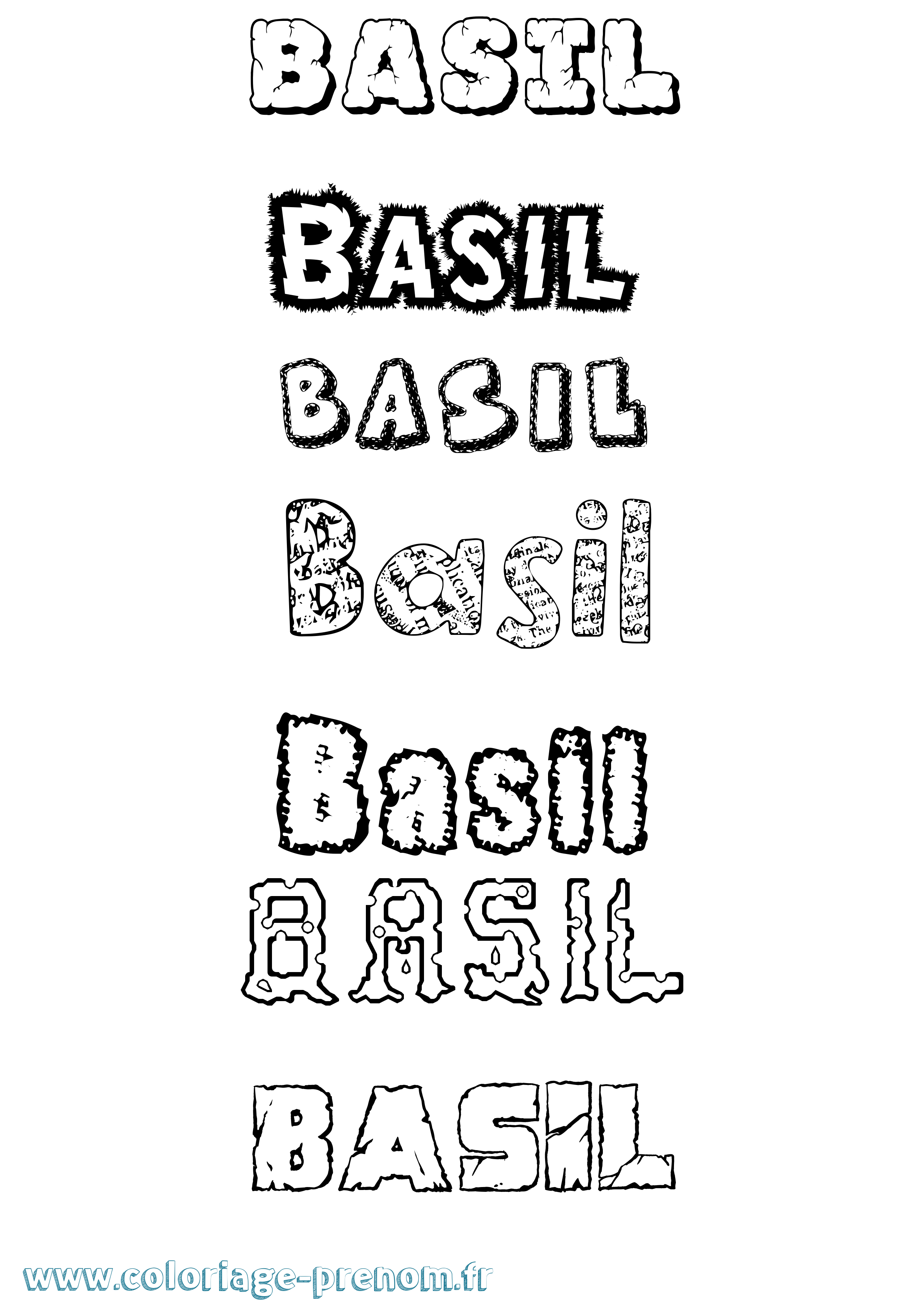 Coloriage prénom Basil Destructuré