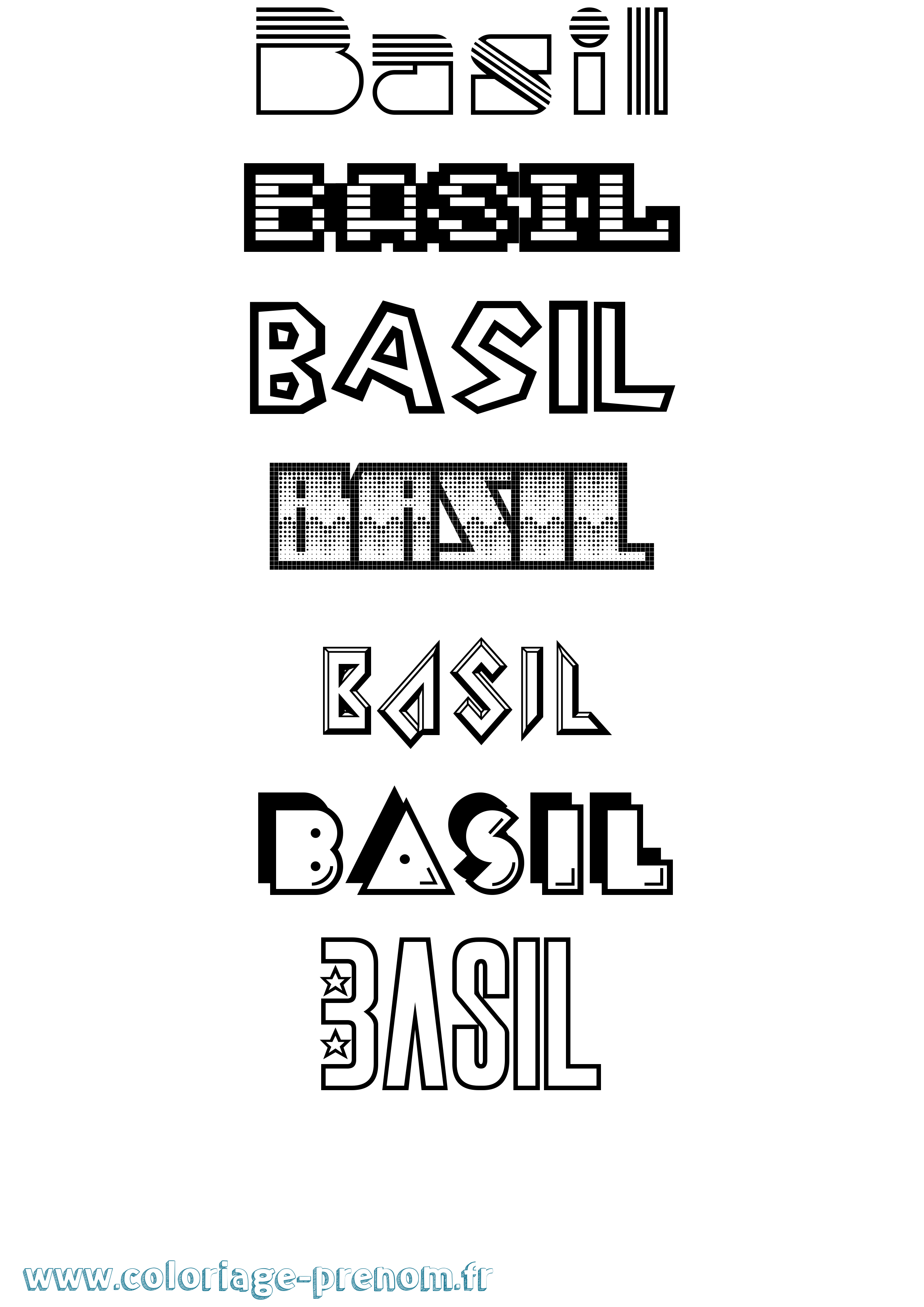 Coloriage prénom Basil Jeux Vidéos