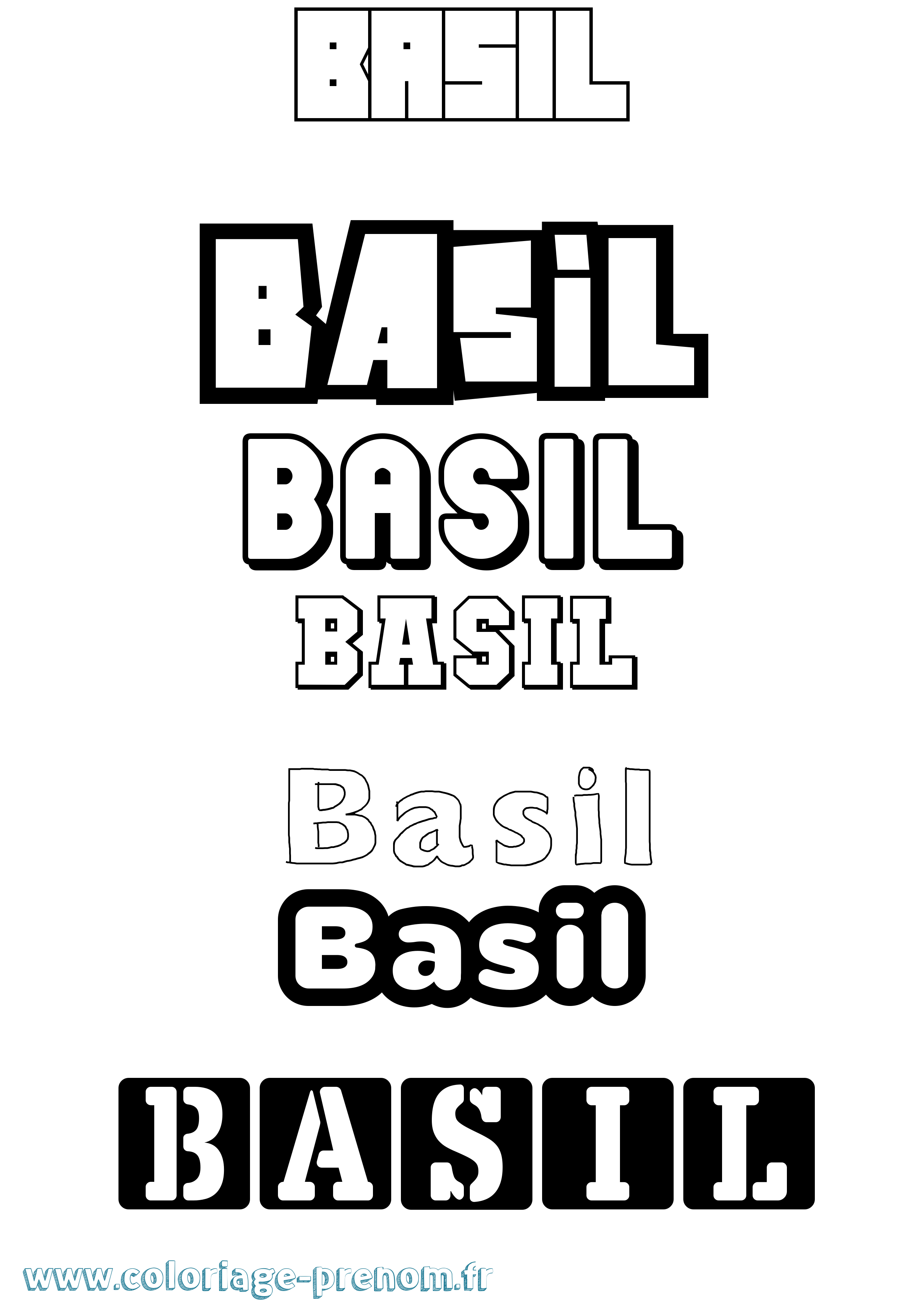 Coloriage prénom Basil Simple