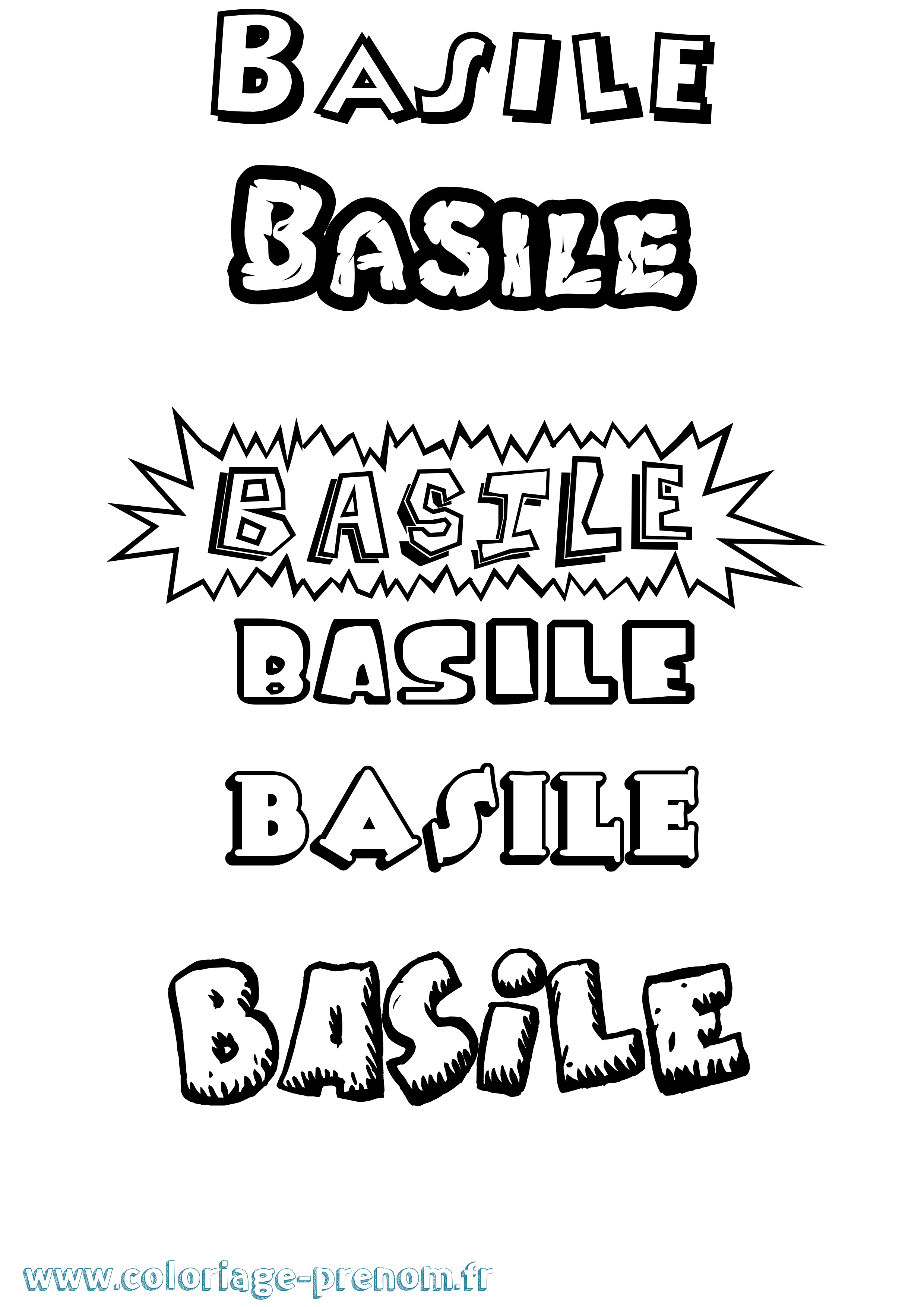 Coloriage Basile Dessin Animé Coloriage prénom Basile Dessin Animé
