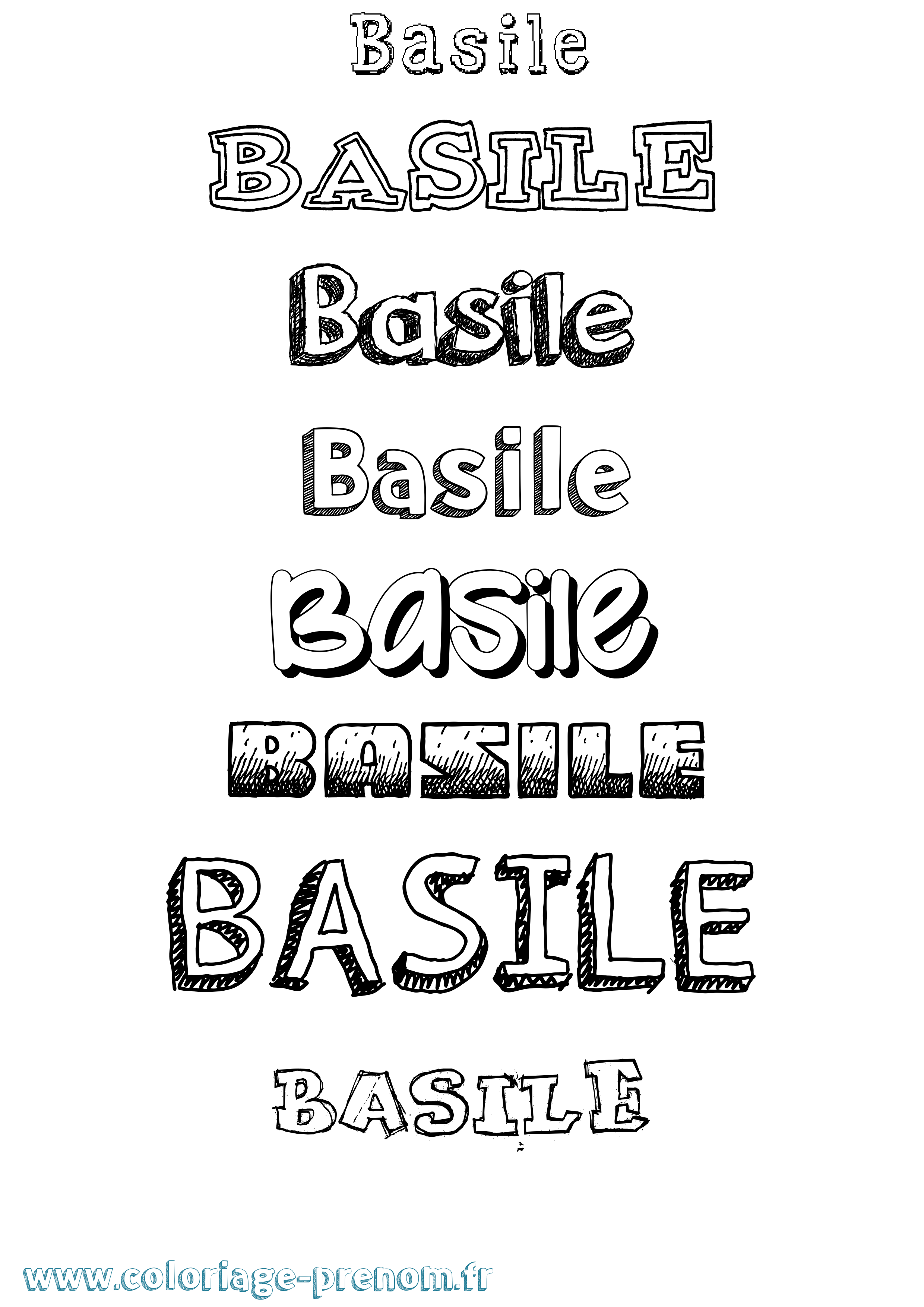Coloriage Basile Dessiné Coloriage prénom Basile Dessiné