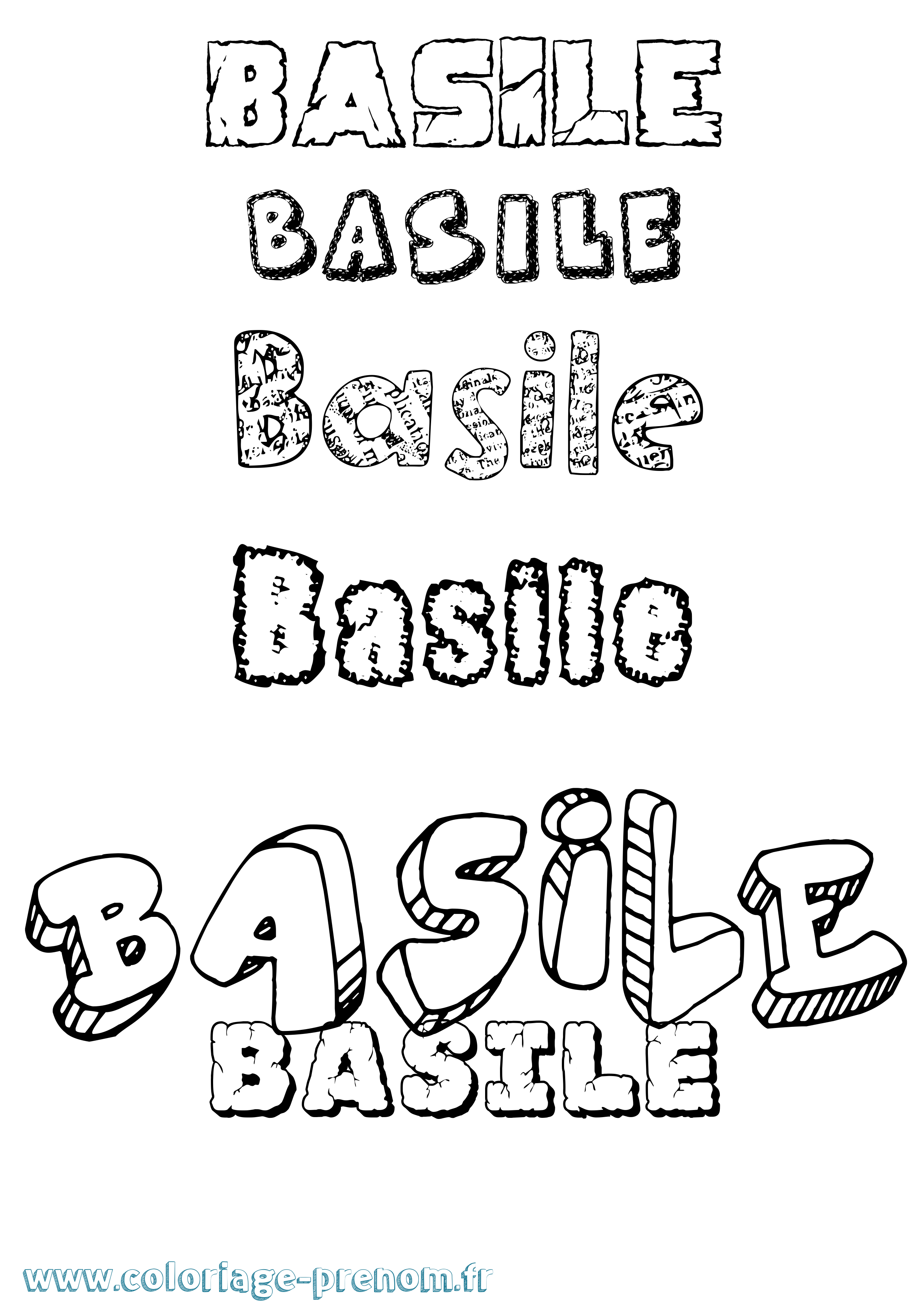 Coloriage Basile Destructuré Coloriage prénom Basile Destructuré