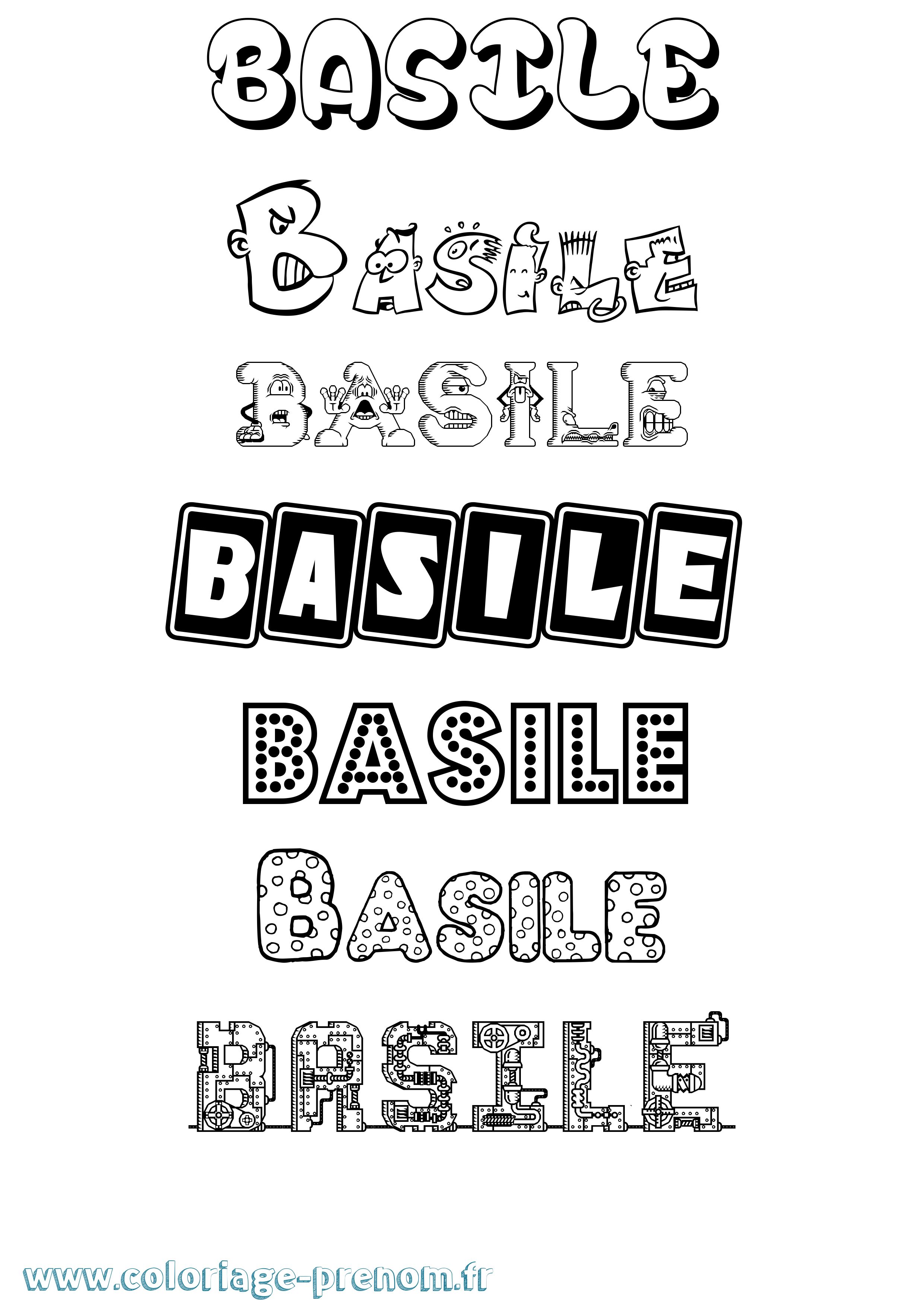 Coloriage prénom Basile