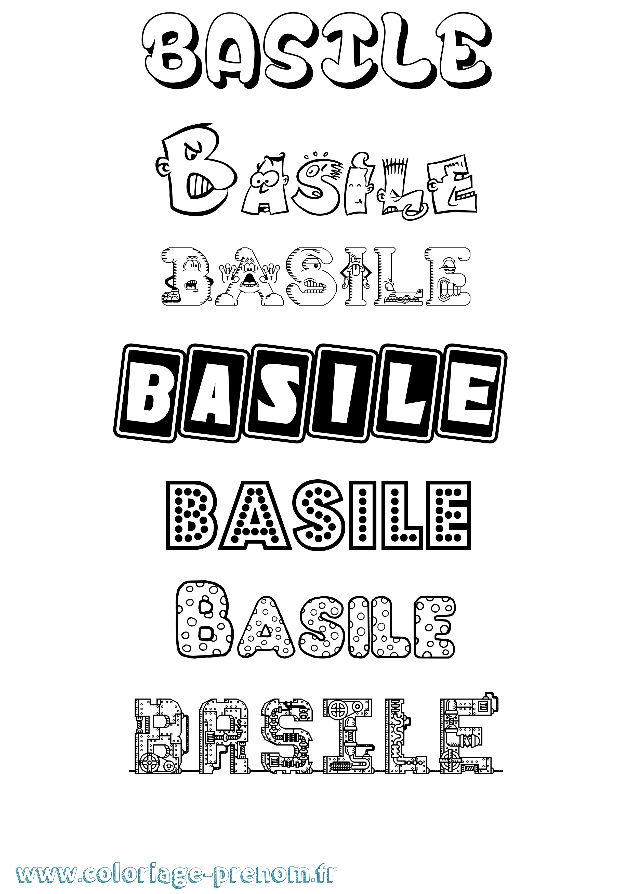 Coloriage Basile Fun Coloriage prénom Basile Fun