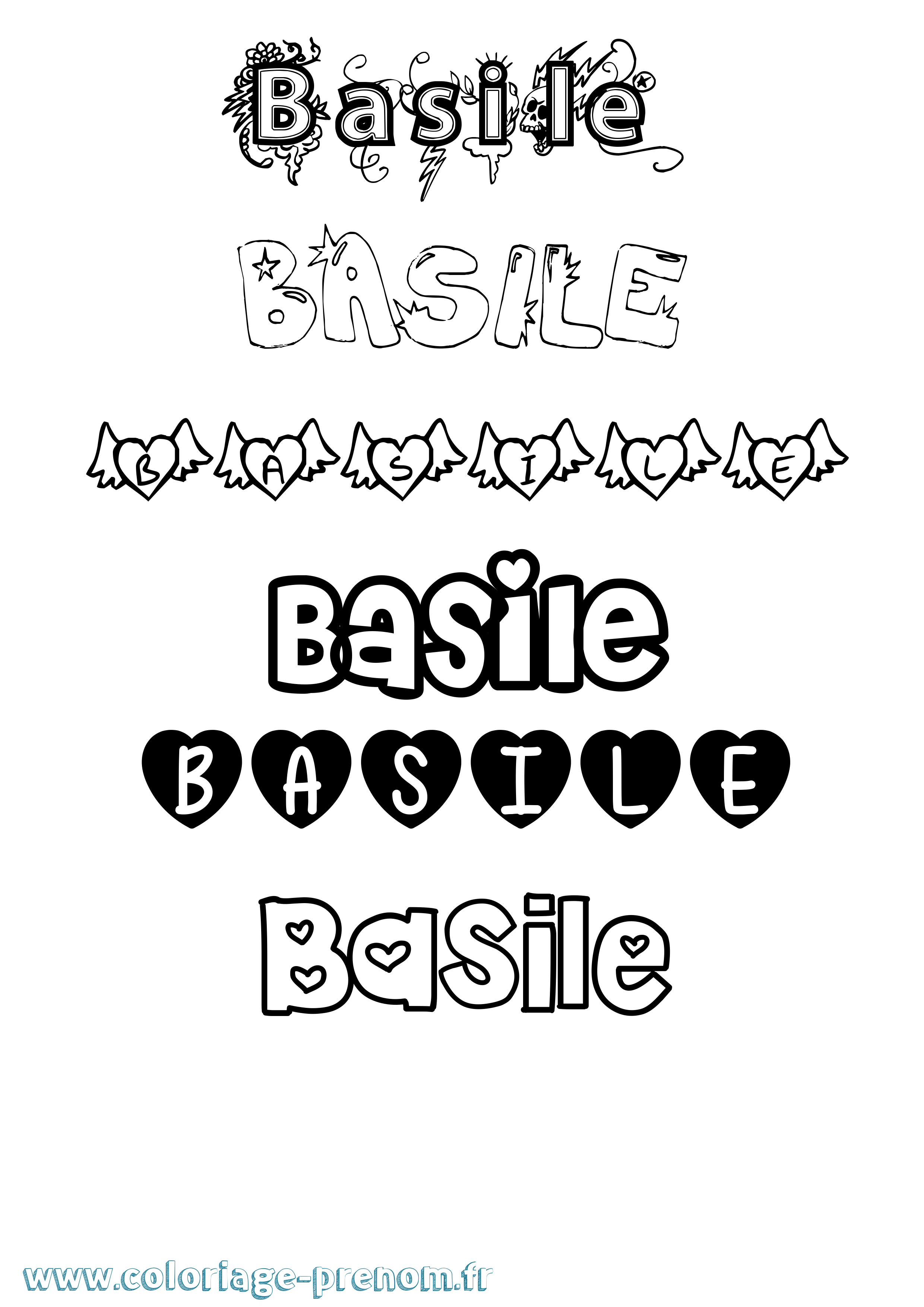 Coloriage prénom Basile