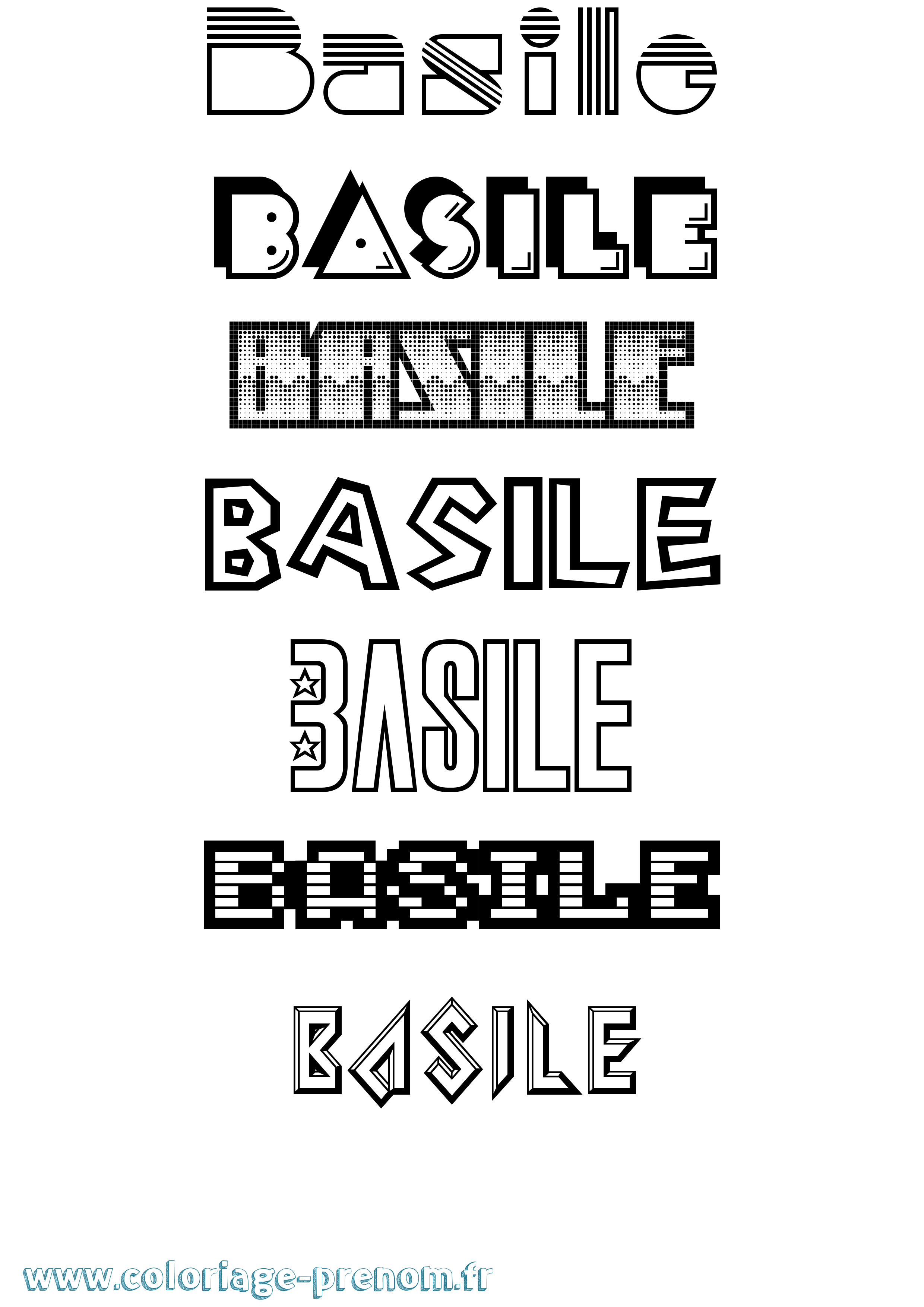 Coloriage Basile Jeux Vidéos Coloriage prénom Basile Jeux Vidéos