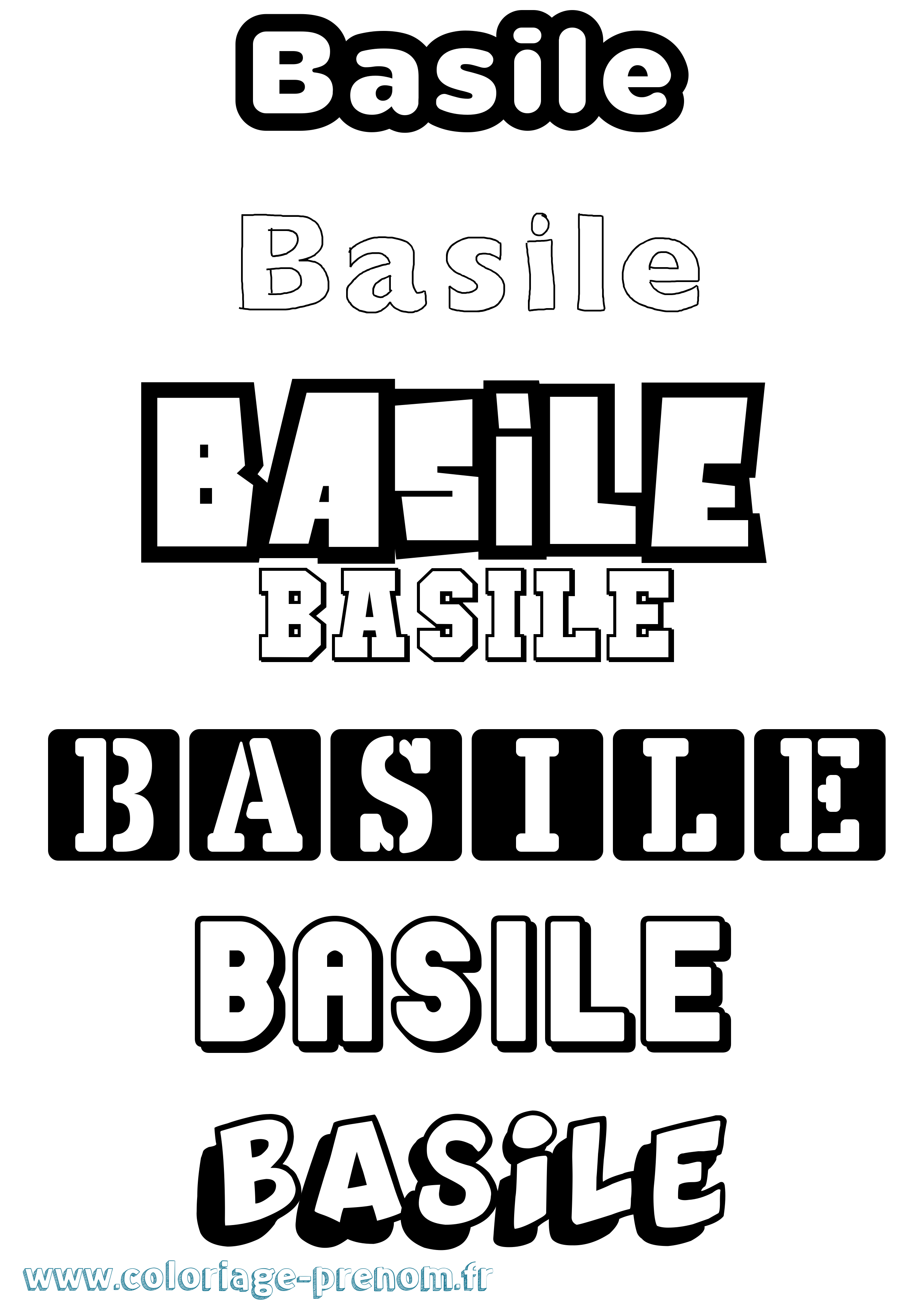 Coloriage Basile Simple Coloriage prénom Basile Simple