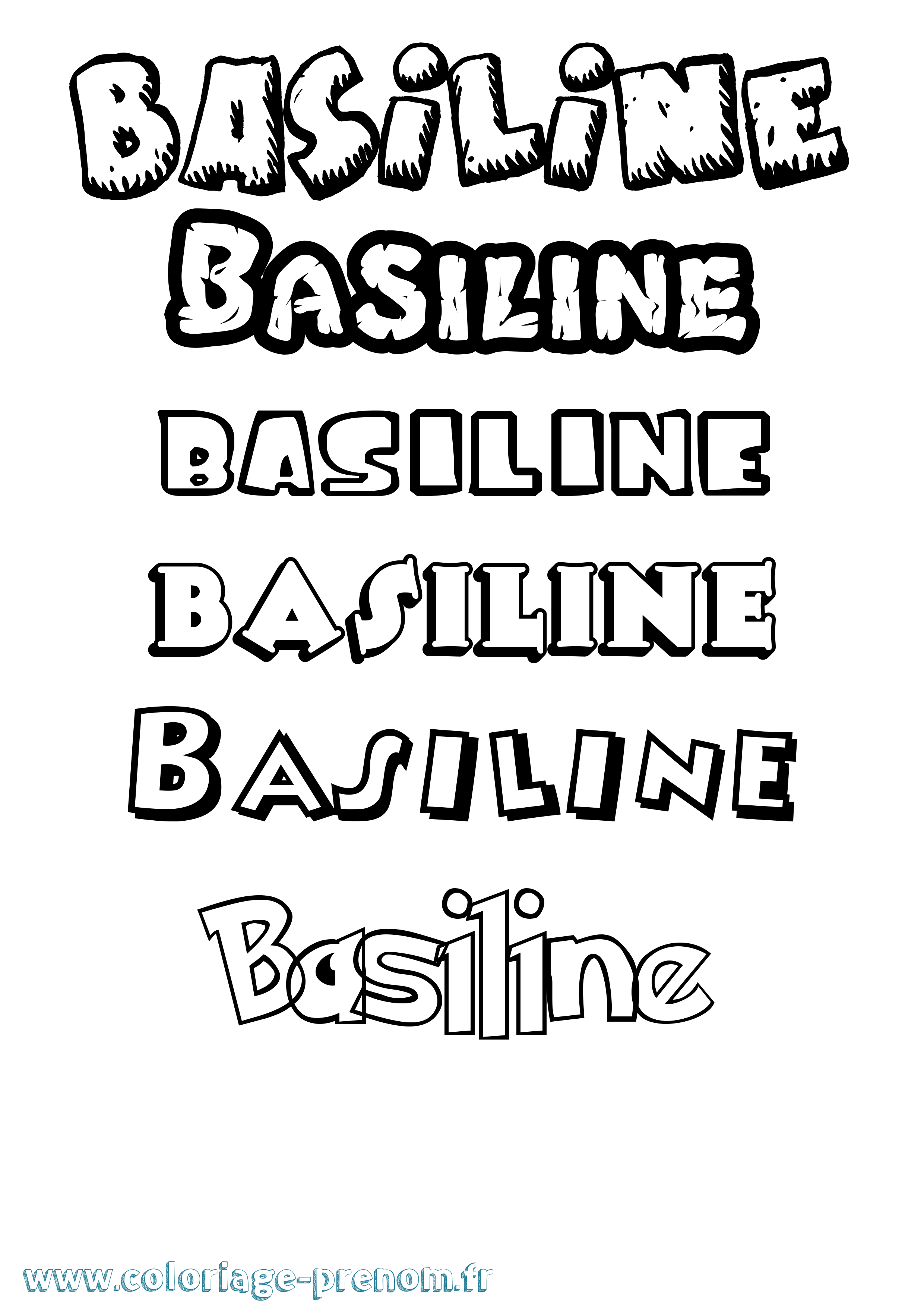 Coloriage prénom Basiline Dessin Animé