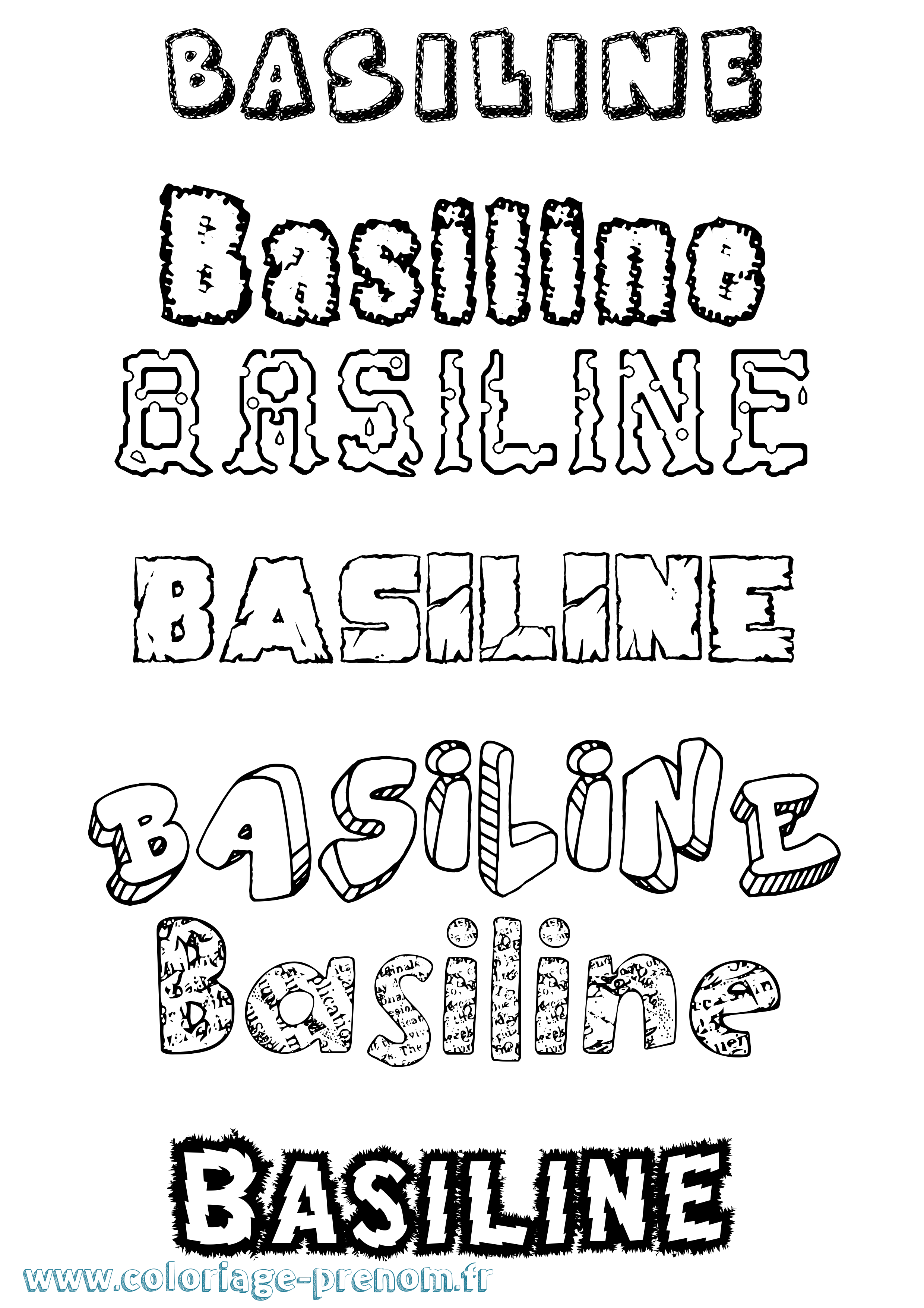 Coloriage prénom Basiline Destructuré