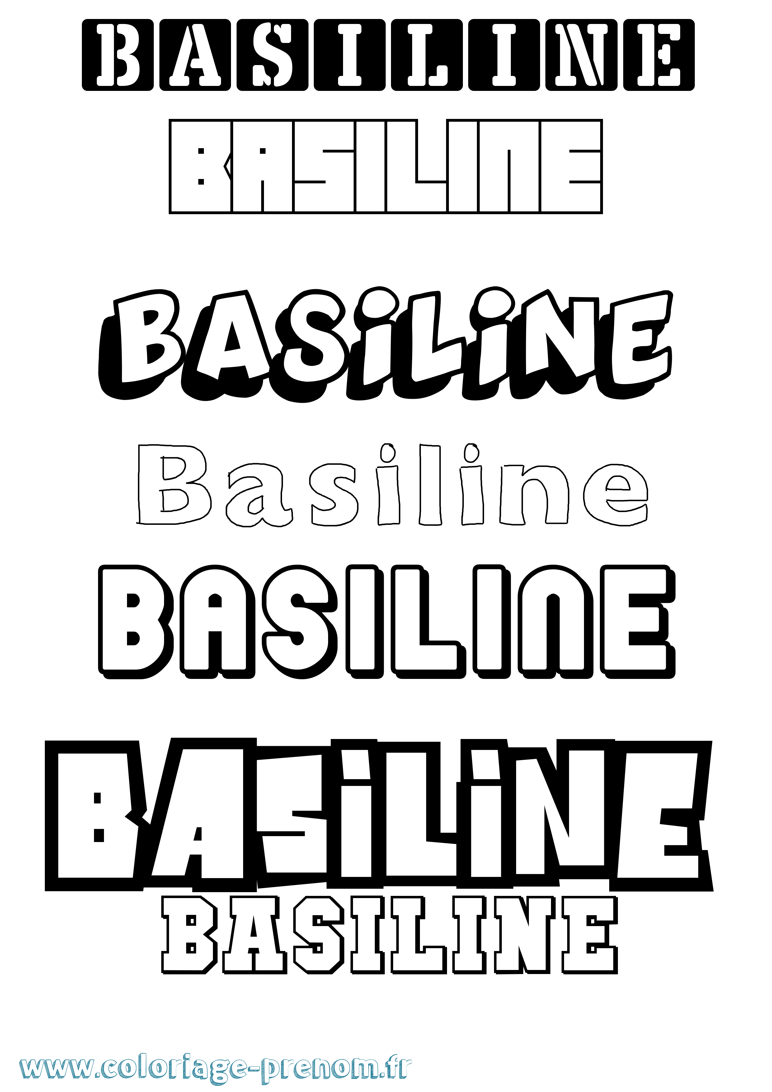 Coloriage prénom Basiline Simple