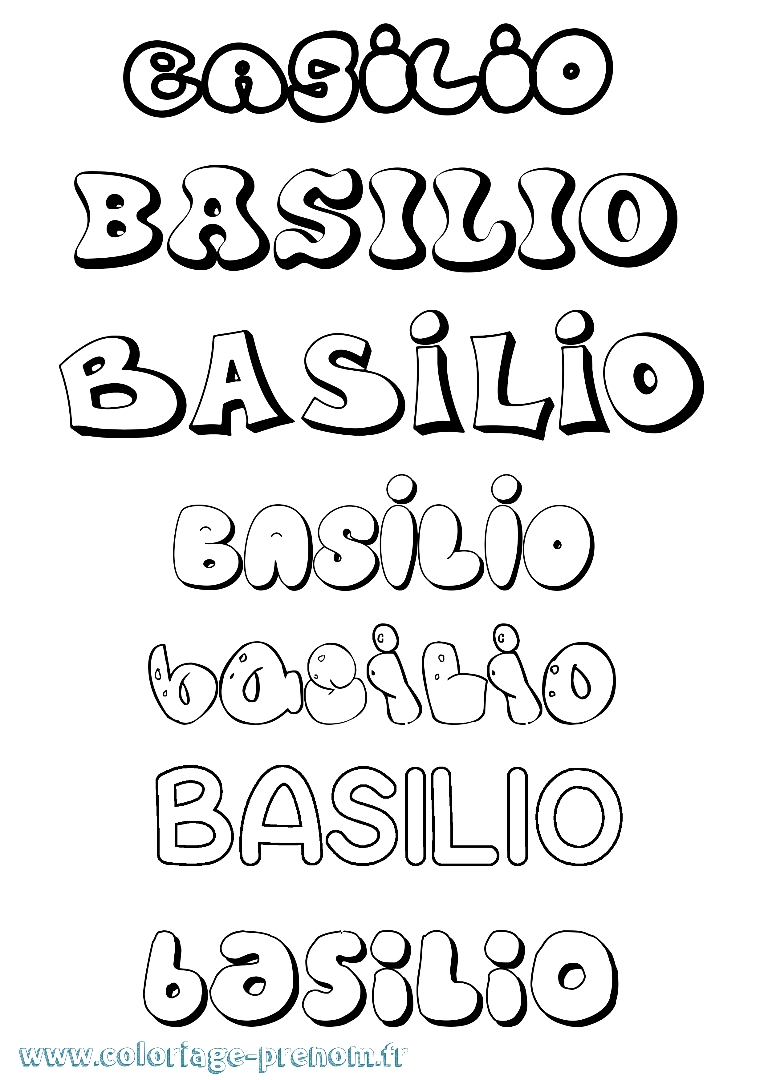 Coloriage prénom Basilio Bubble