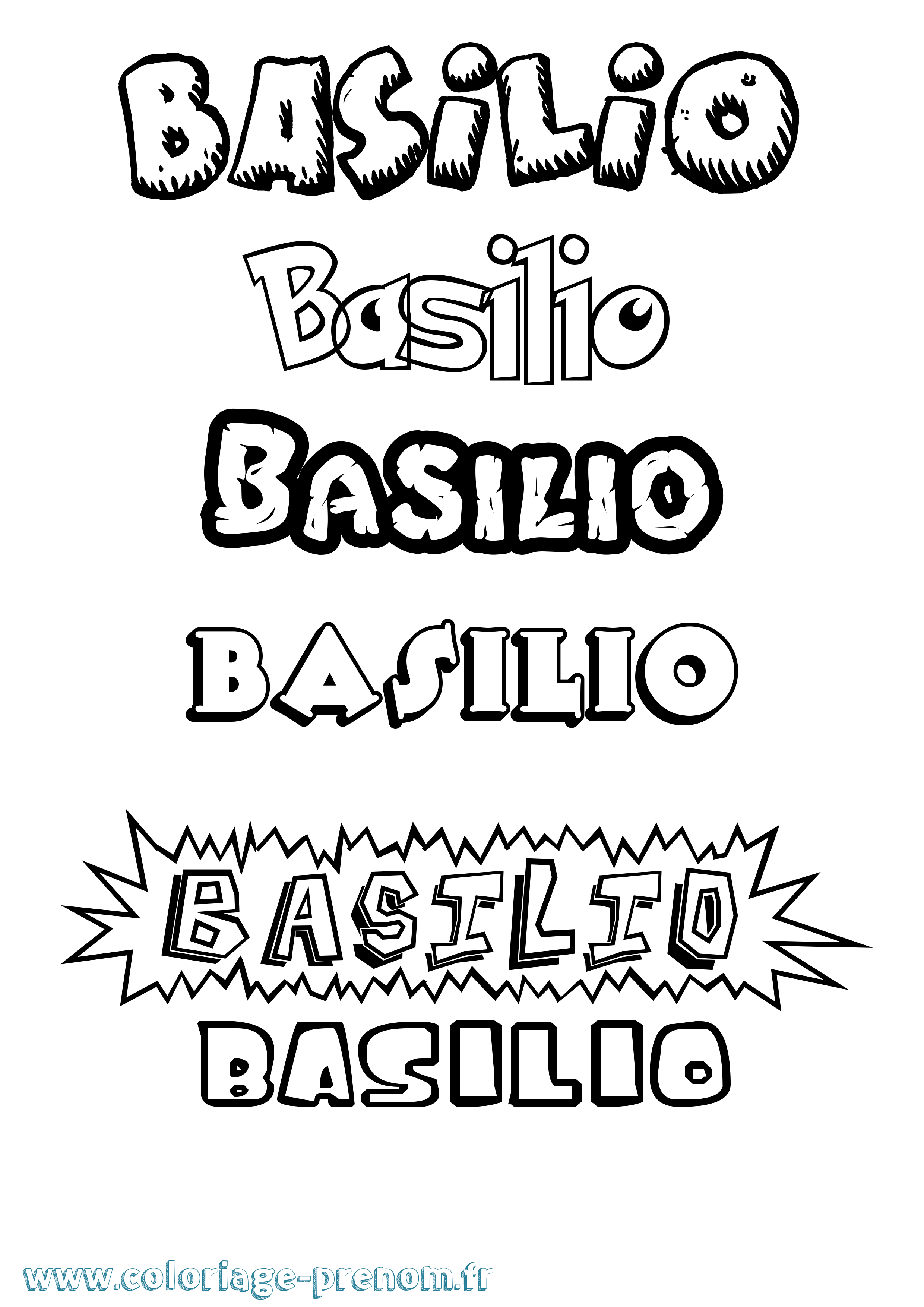 Coloriage prénom Basilio Dessin Animé