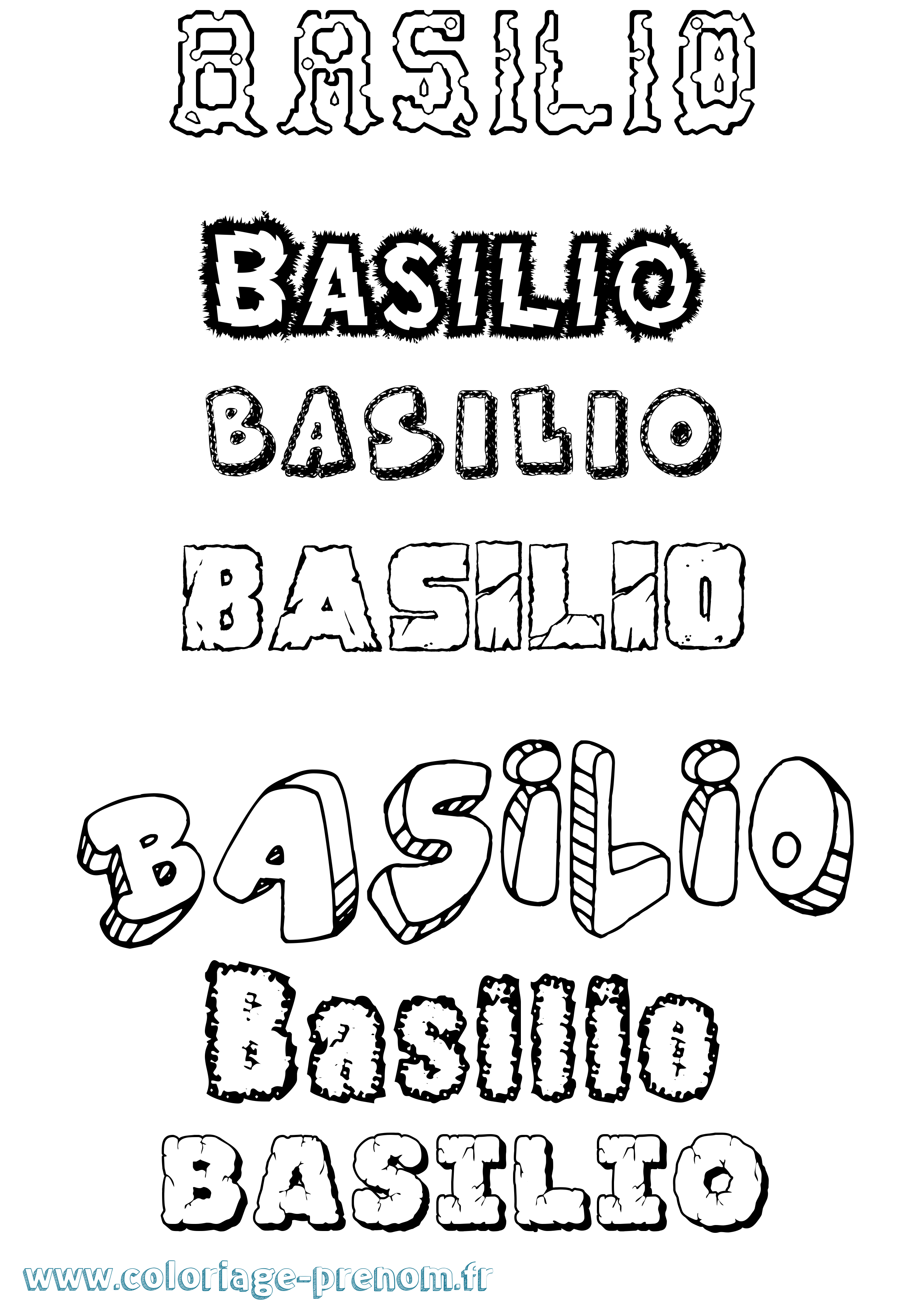 Coloriage prénom Basilio Destructuré