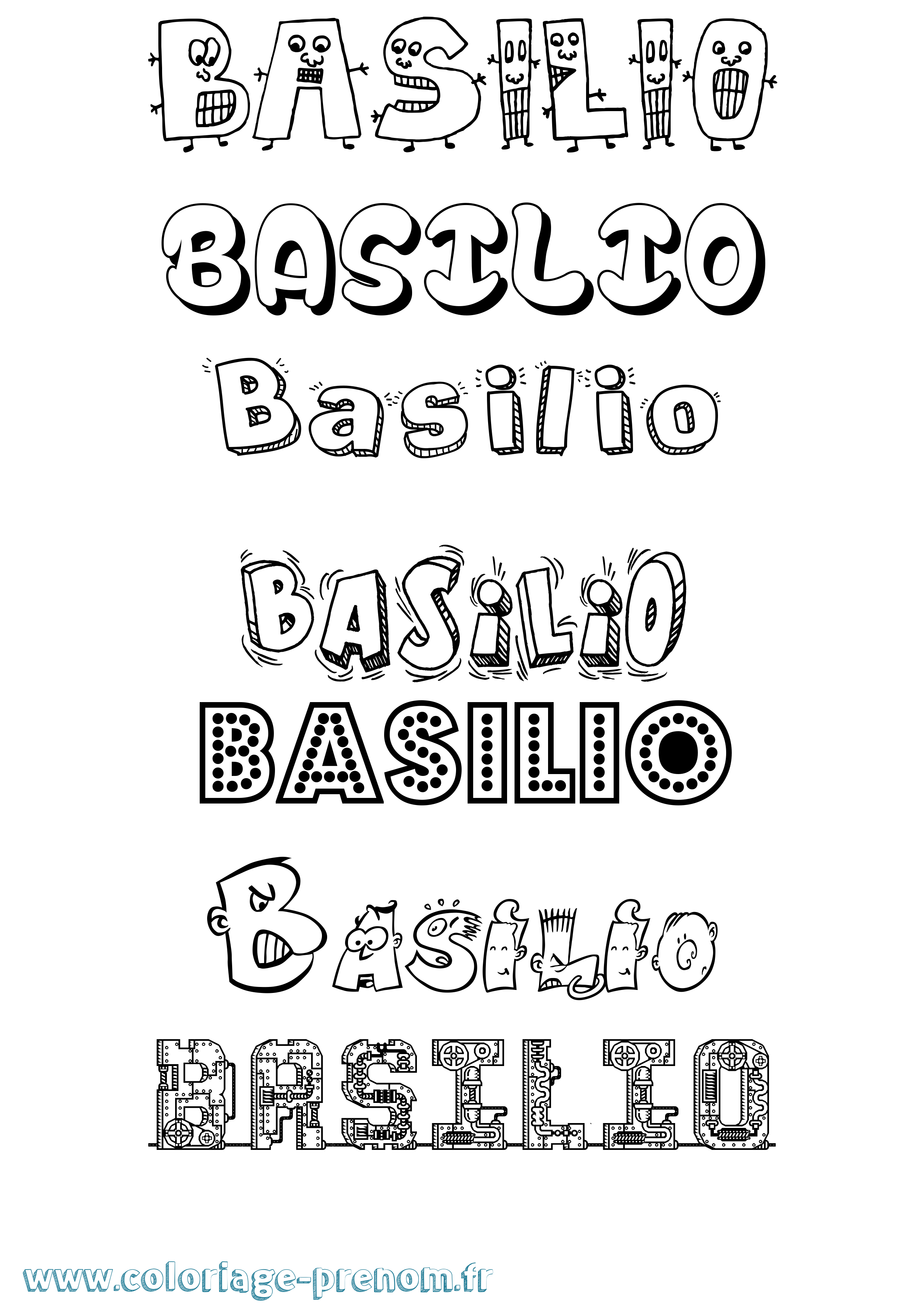 Coloriage prénom Basilio Fun