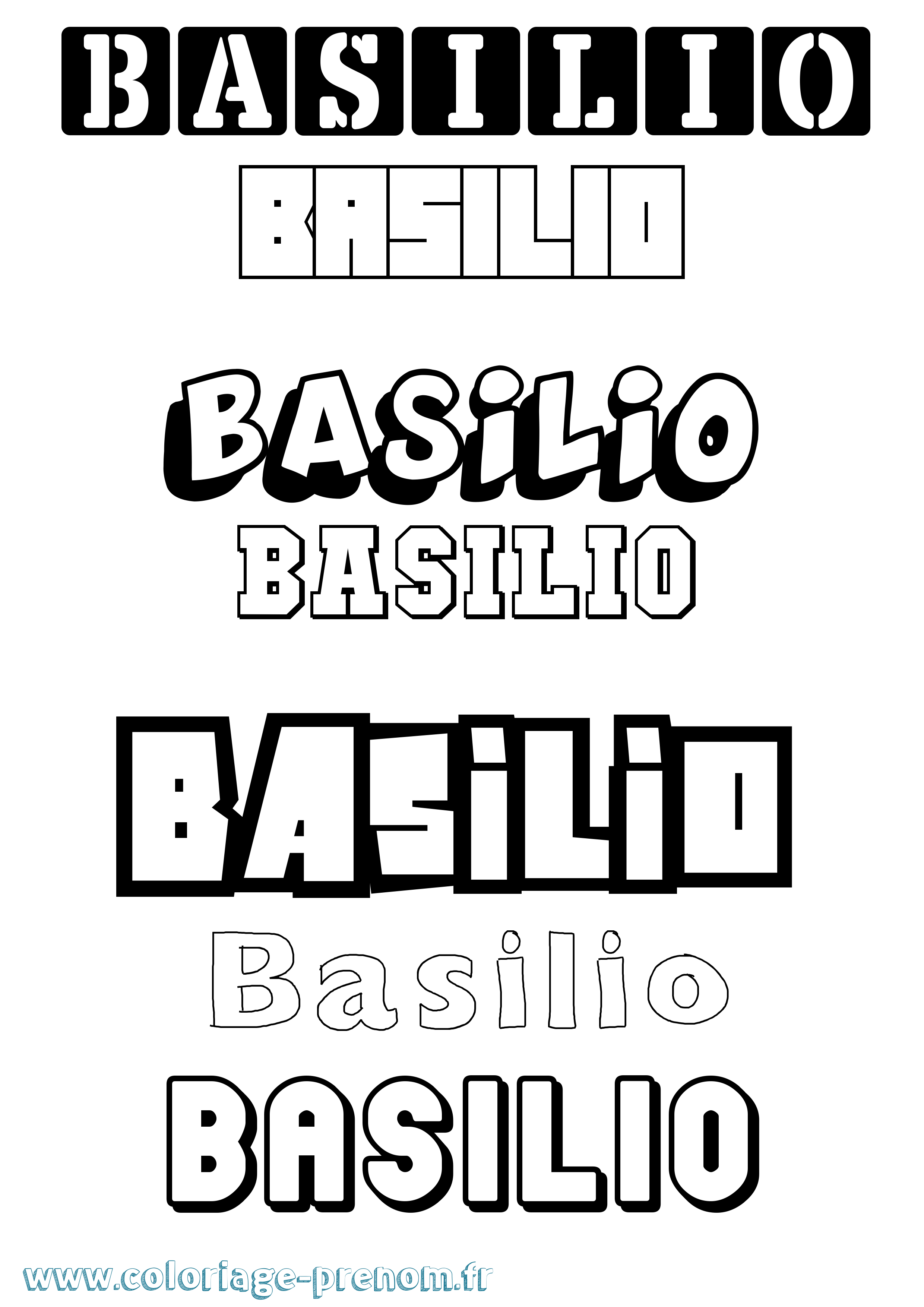 Coloriage prénom Basilio Simple