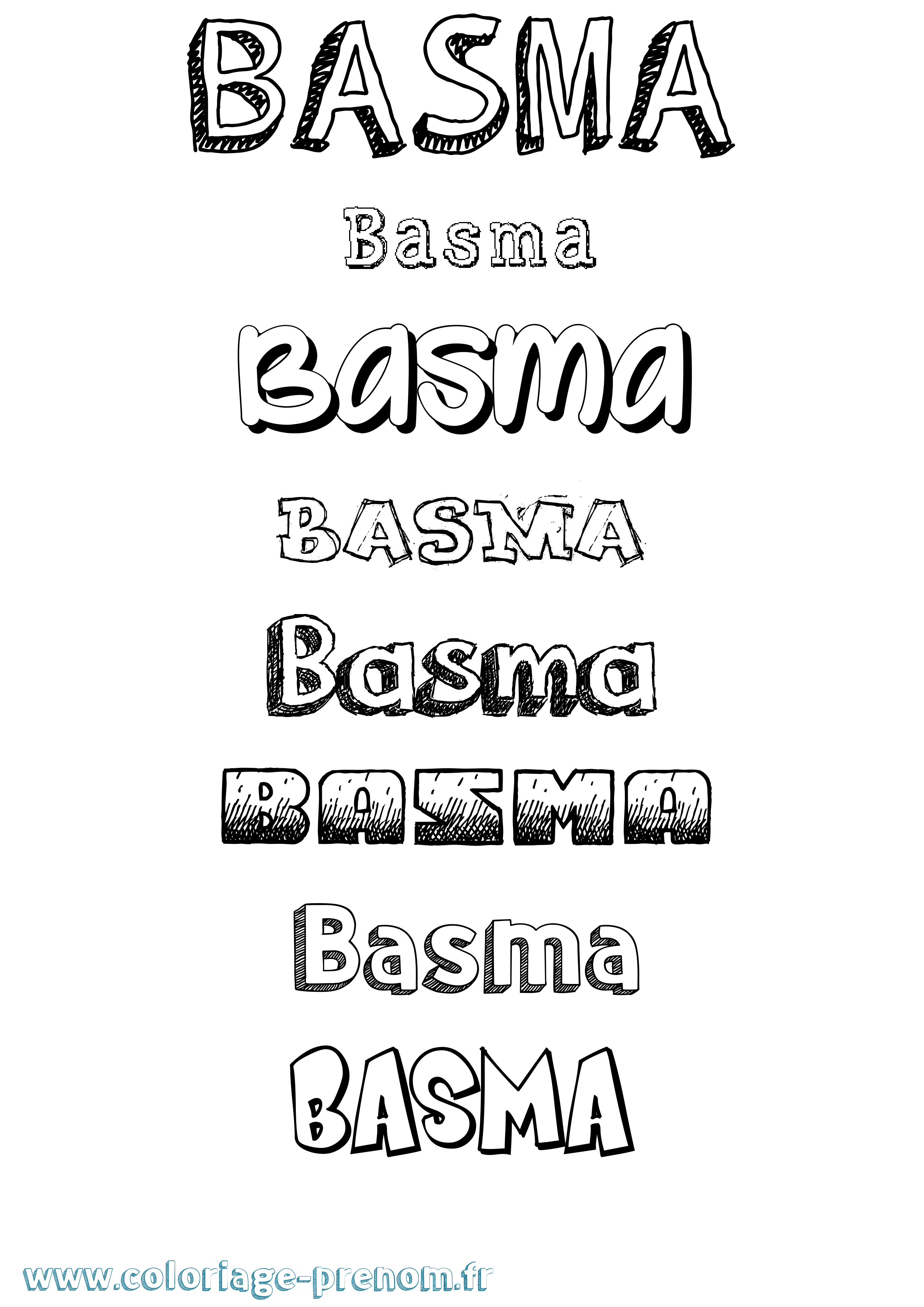 Coloriage prénom Basma