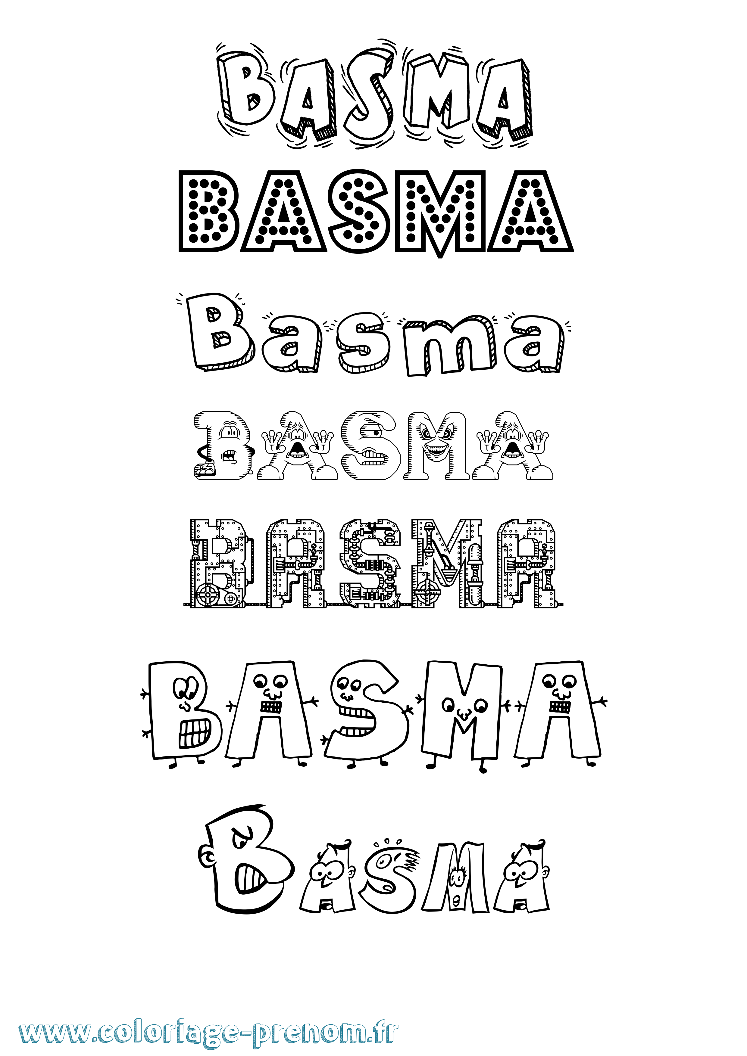 Coloriage prénom Basma