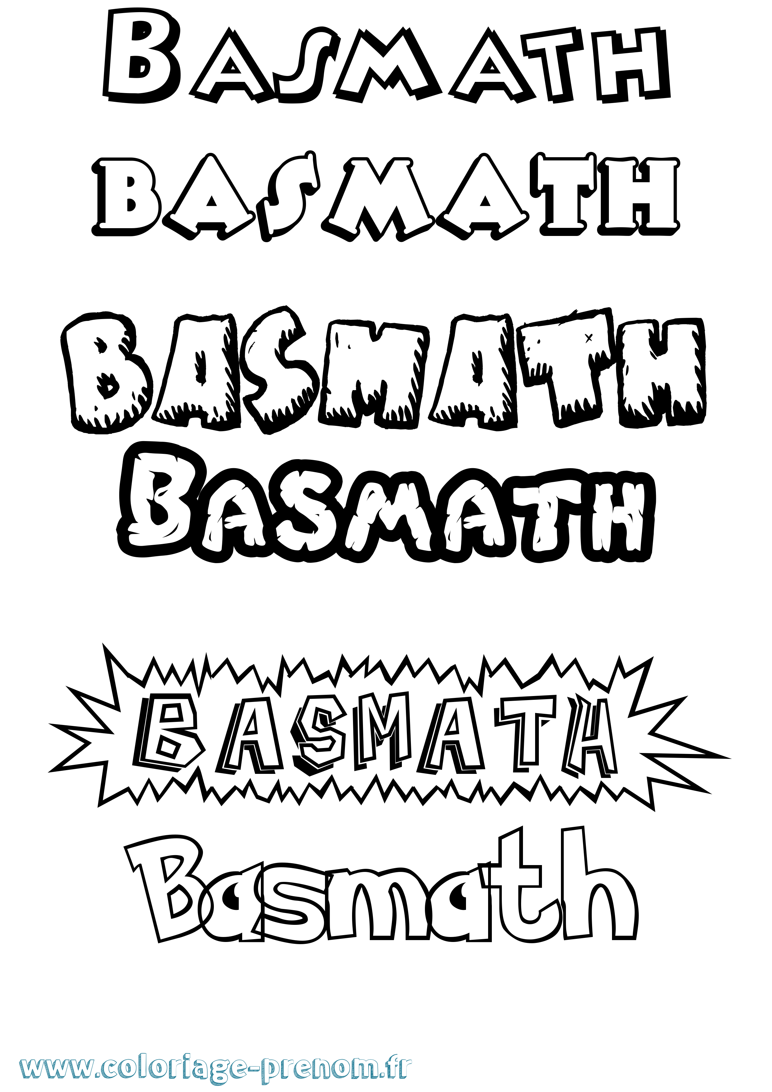 Coloriage prénom Basmath Dessin Animé