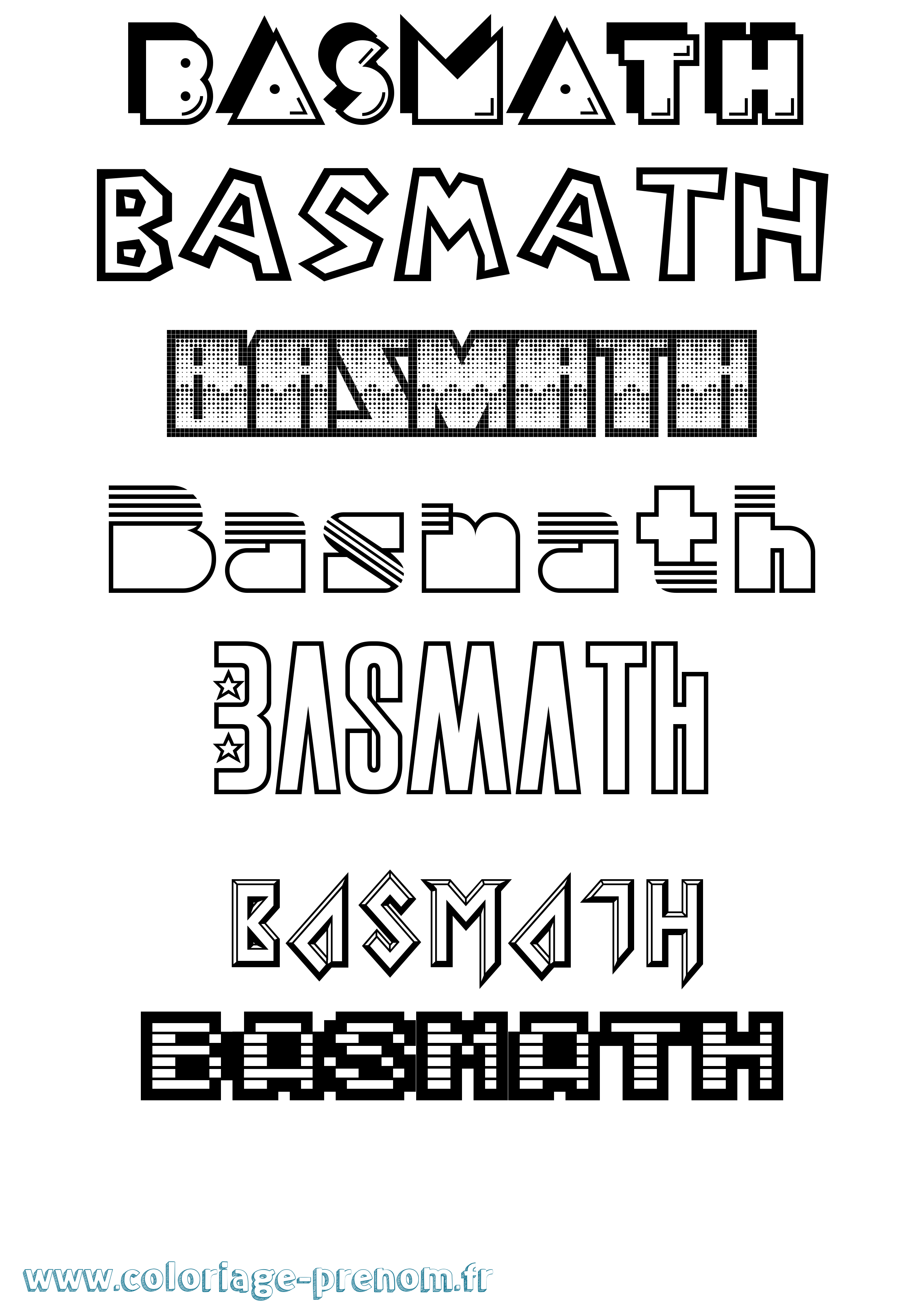Coloriage prénom Basmath Jeux Vidéos