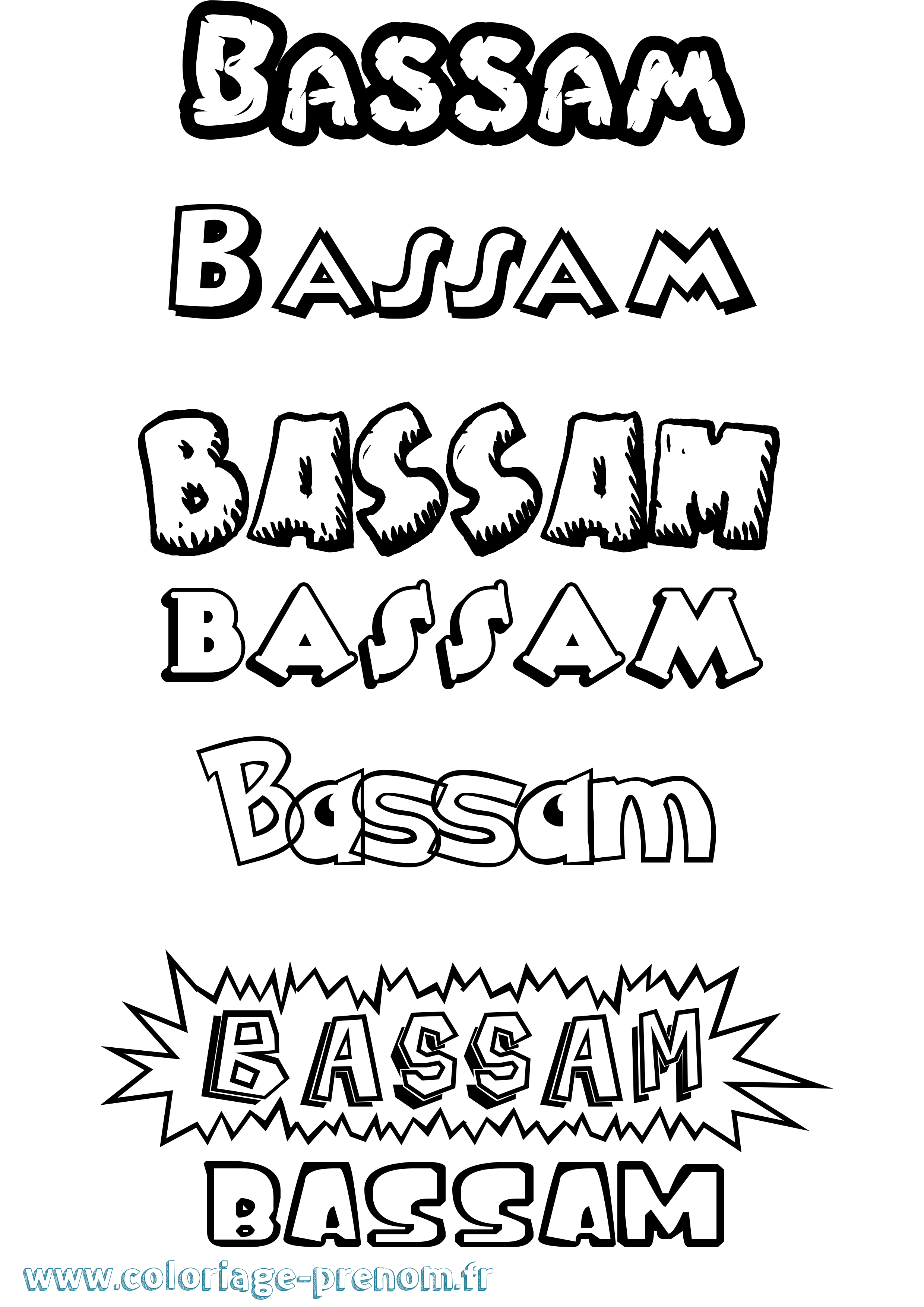 Coloriage Bassam Dessin Animé Coloriage prénom Bassam Dessin Animé