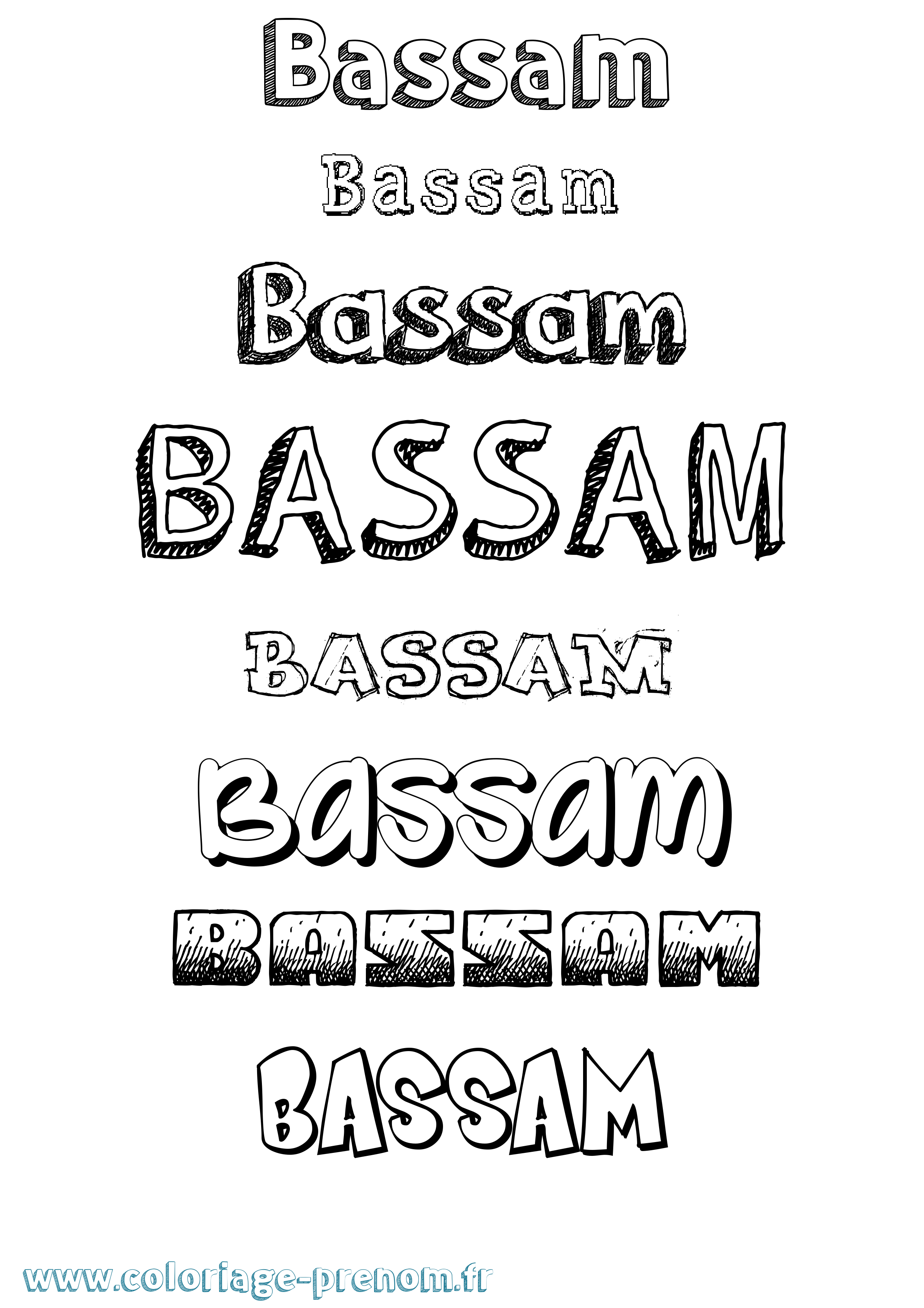 Coloriage Bassam Dessiné Coloriage prénom Bassam Dessiné
