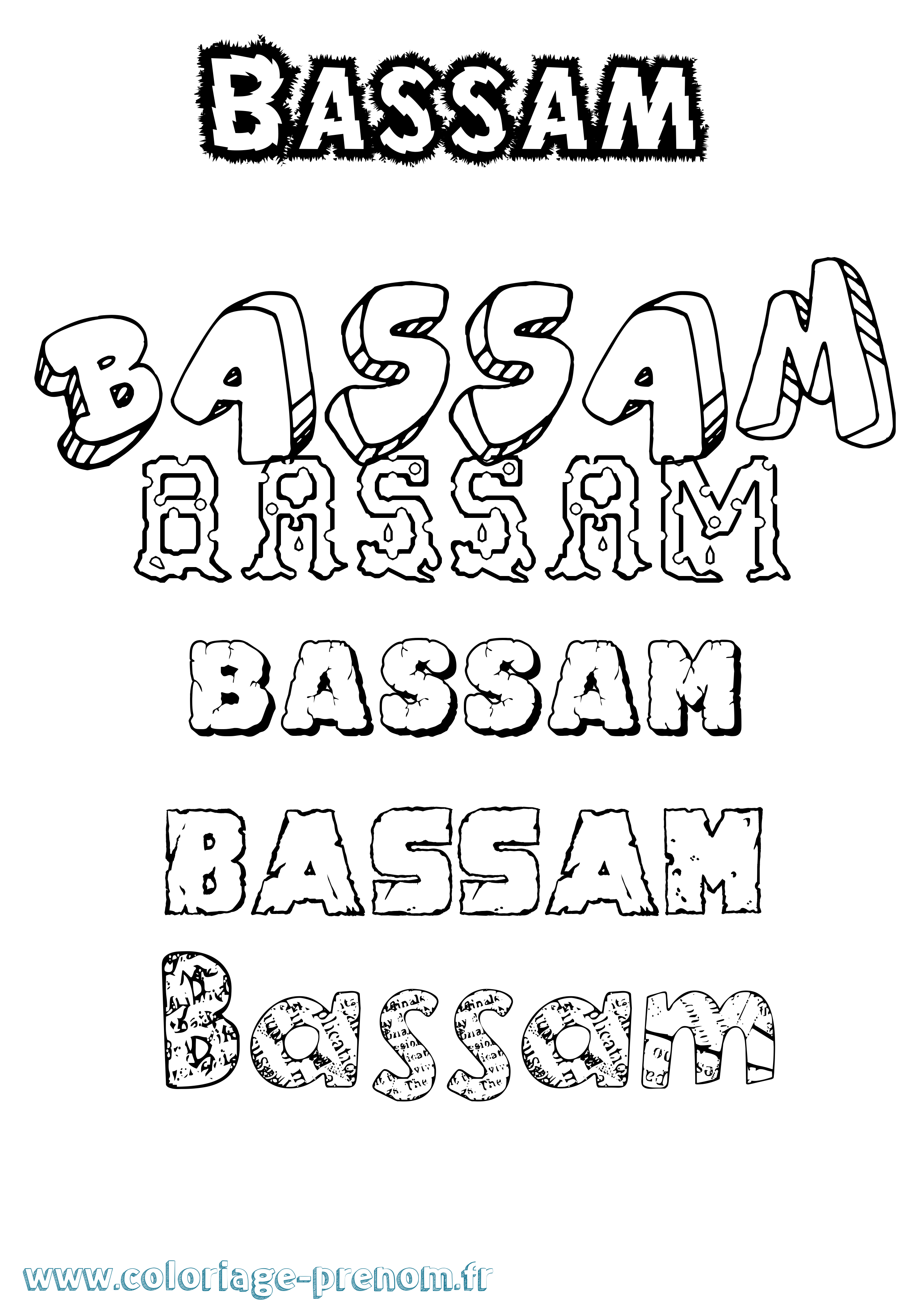 Coloriage Bassam Destructuré Coloriage prénom Bassam Destructuré