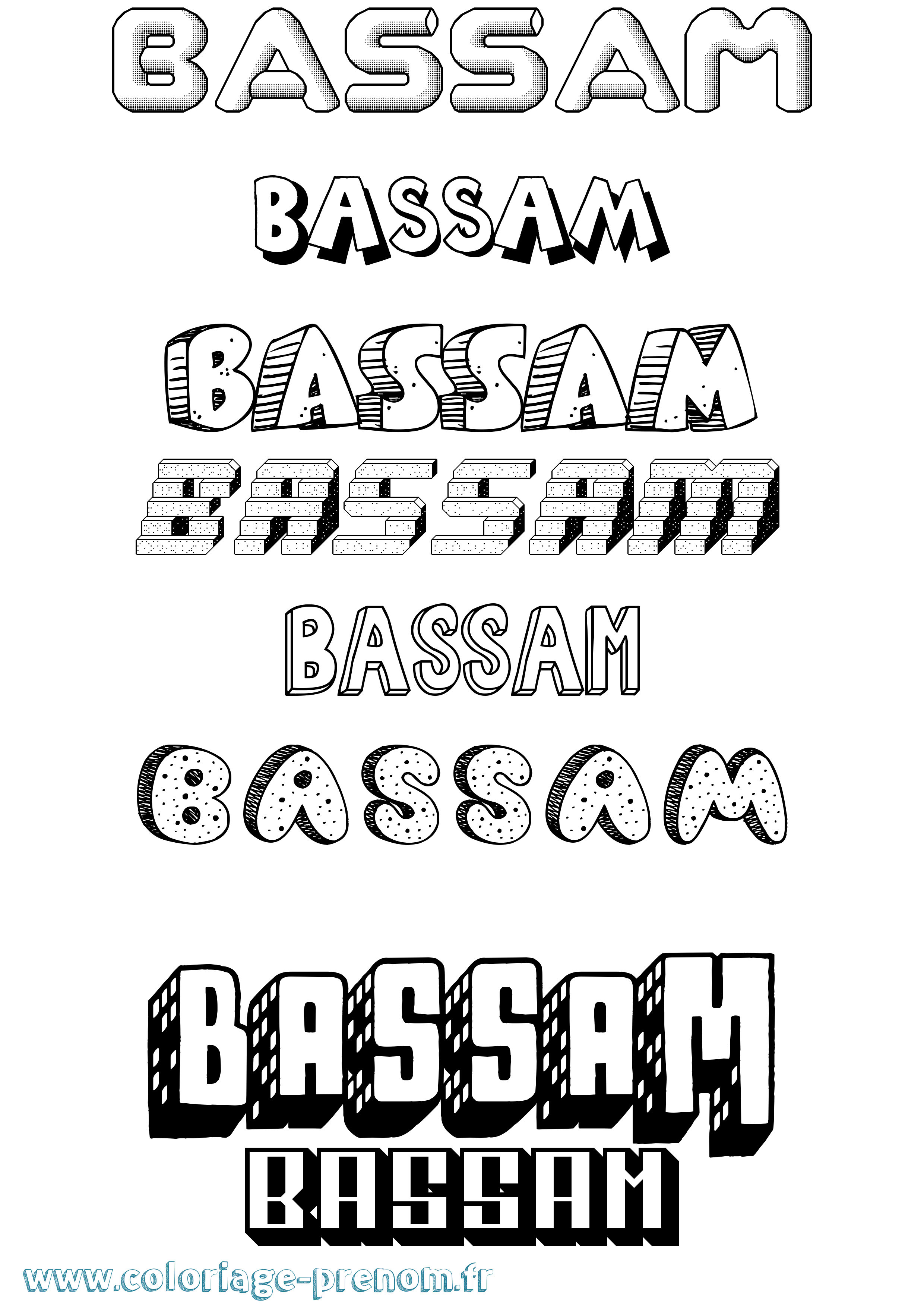 Coloriage Bassam Effet 3D Coloriage prénom Bassam Effet 3D