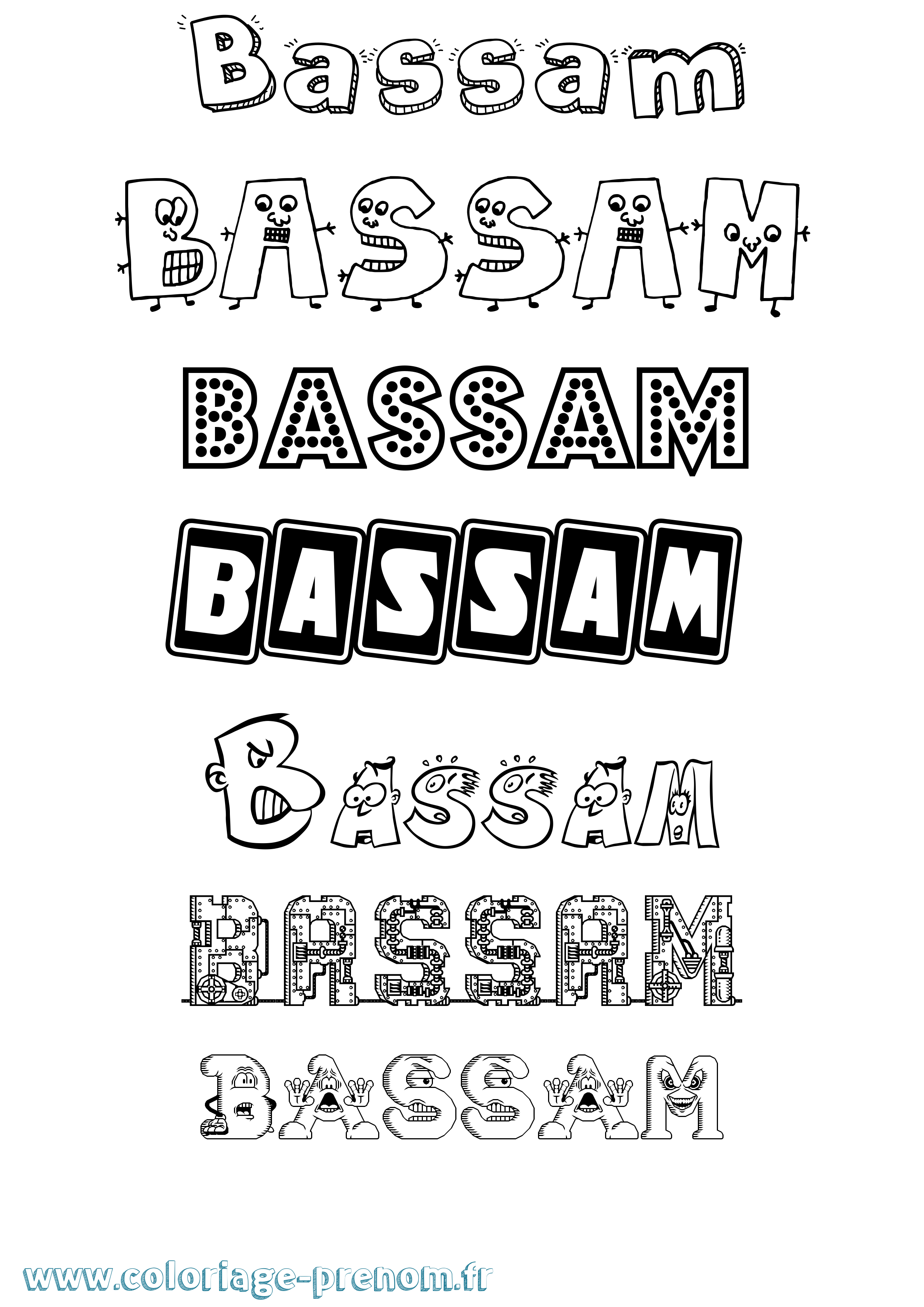 Coloriage Bassam Fun Coloriage prénom Bassam Fun