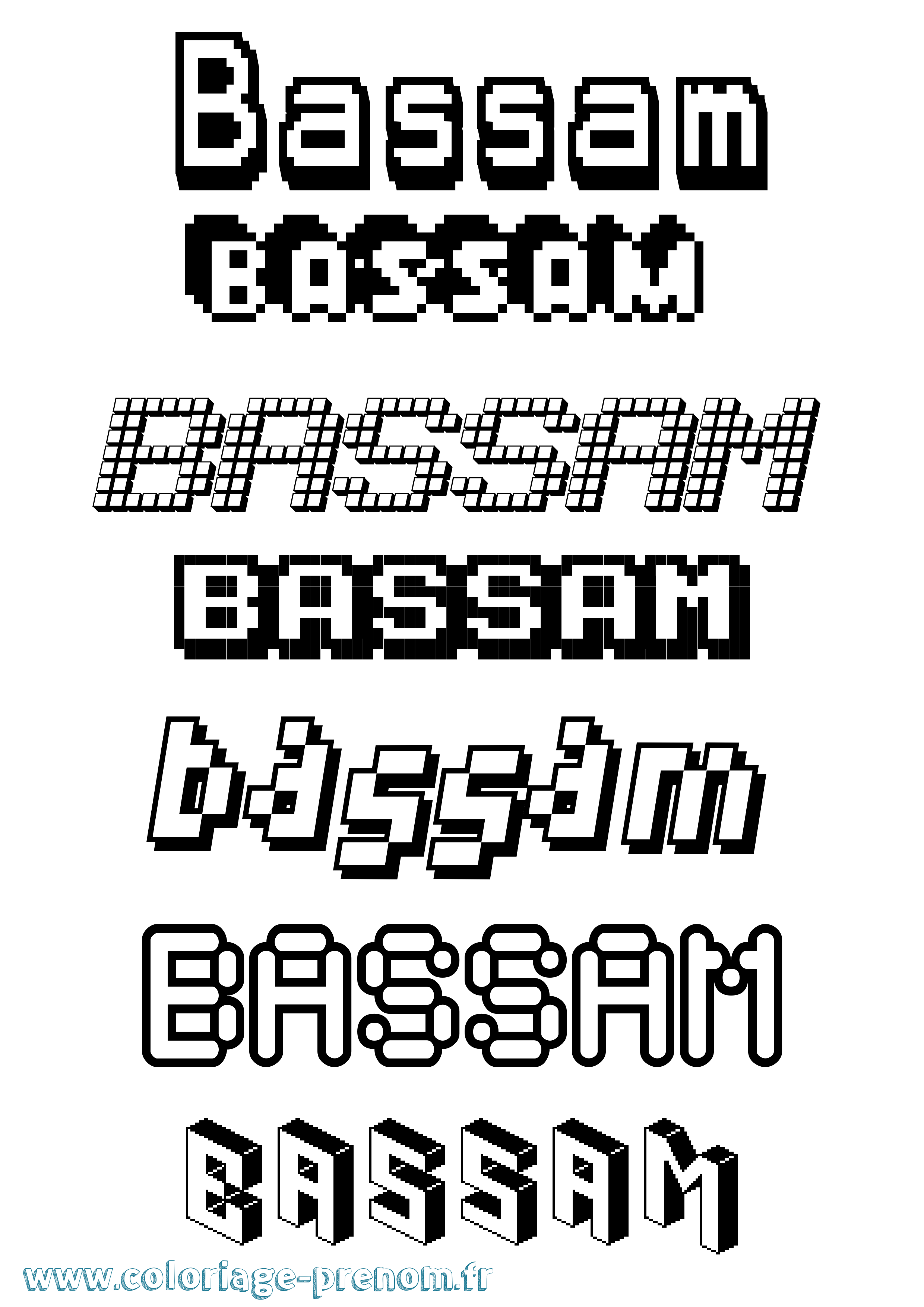 Coloriage Bassam Pixel Coloriage prénom Bassam Pixel
