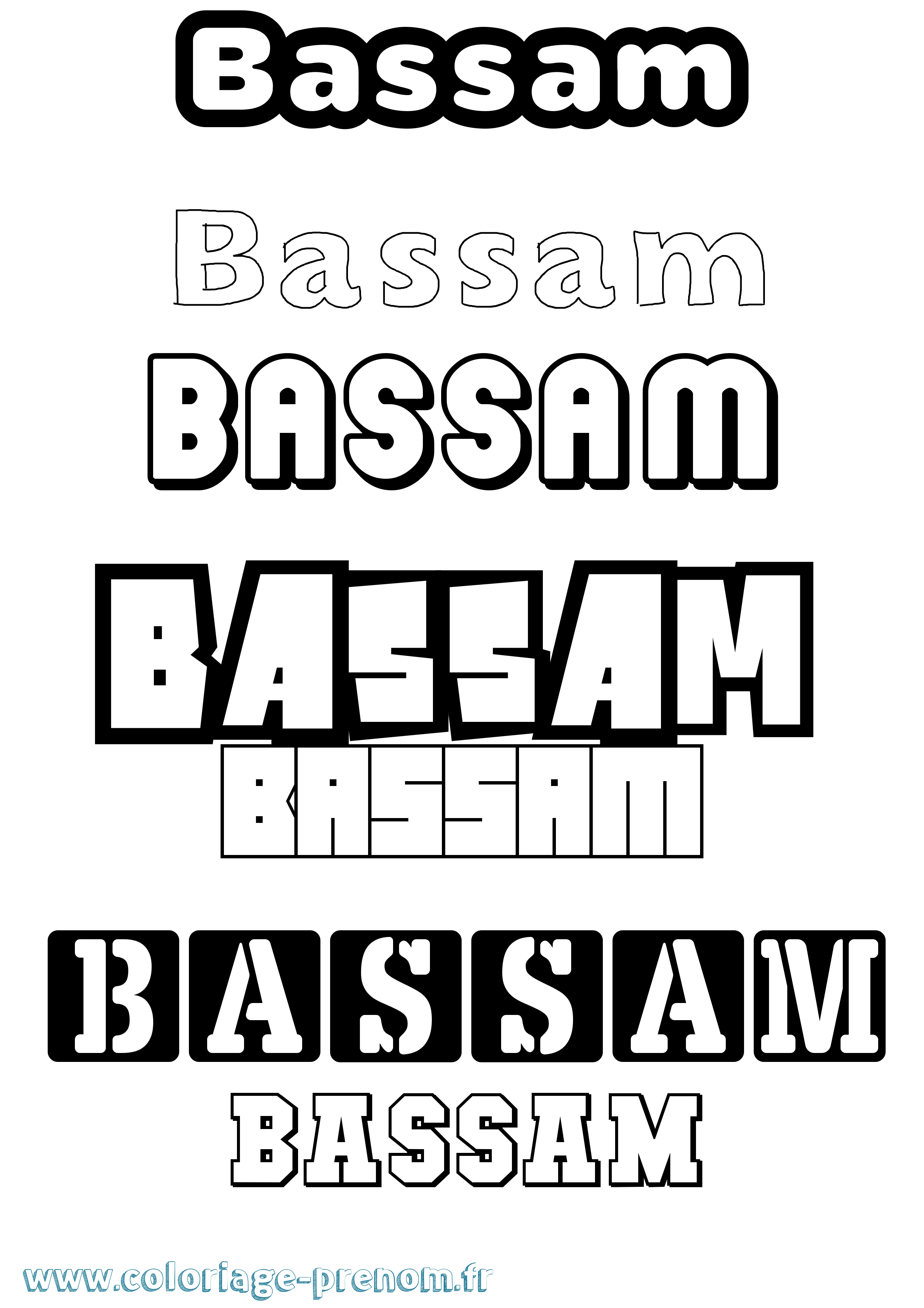 Coloriage Bassam Simple Coloriage prénom Bassam Simple