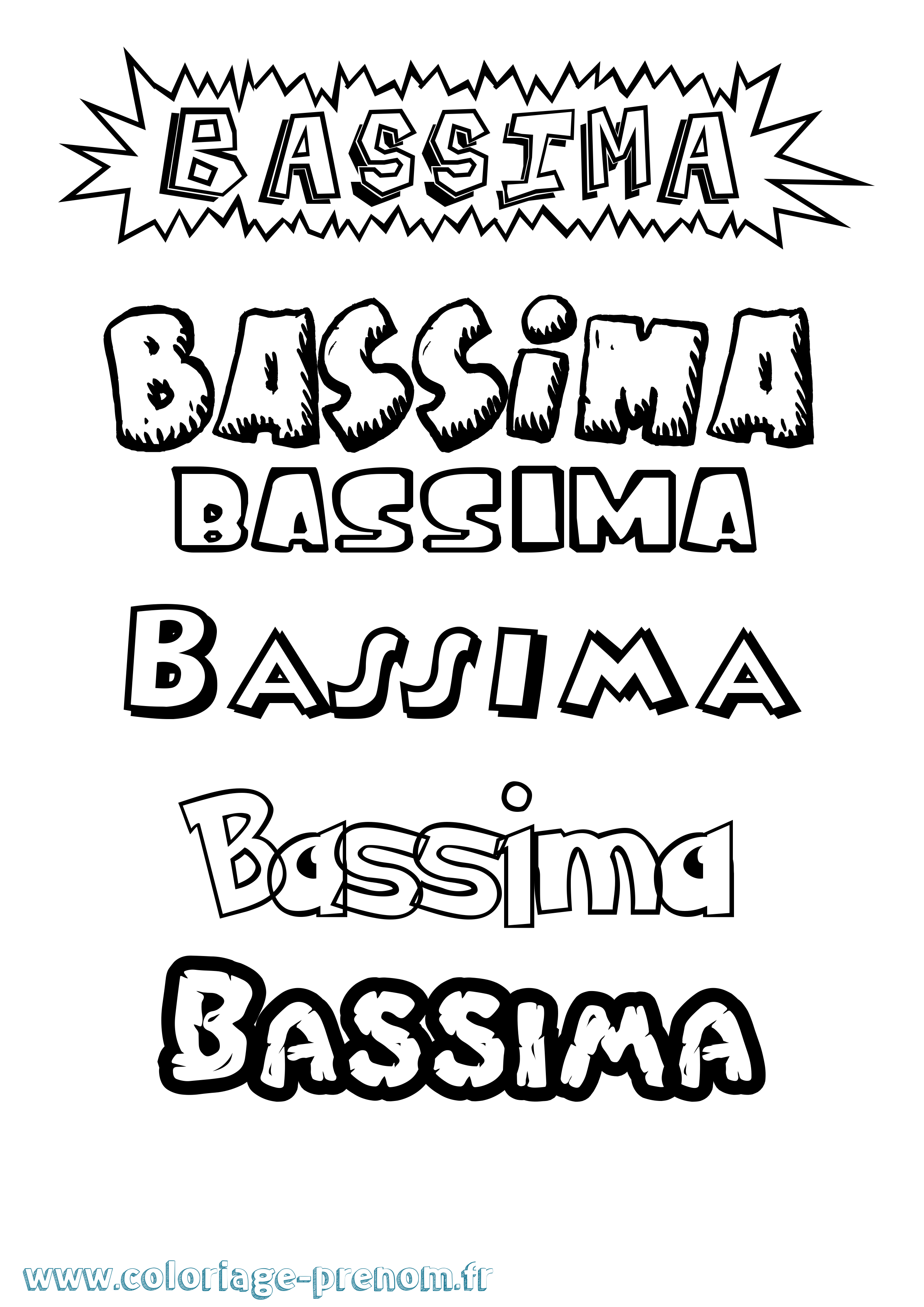 Coloriage prénom Bassima Dessin Animé