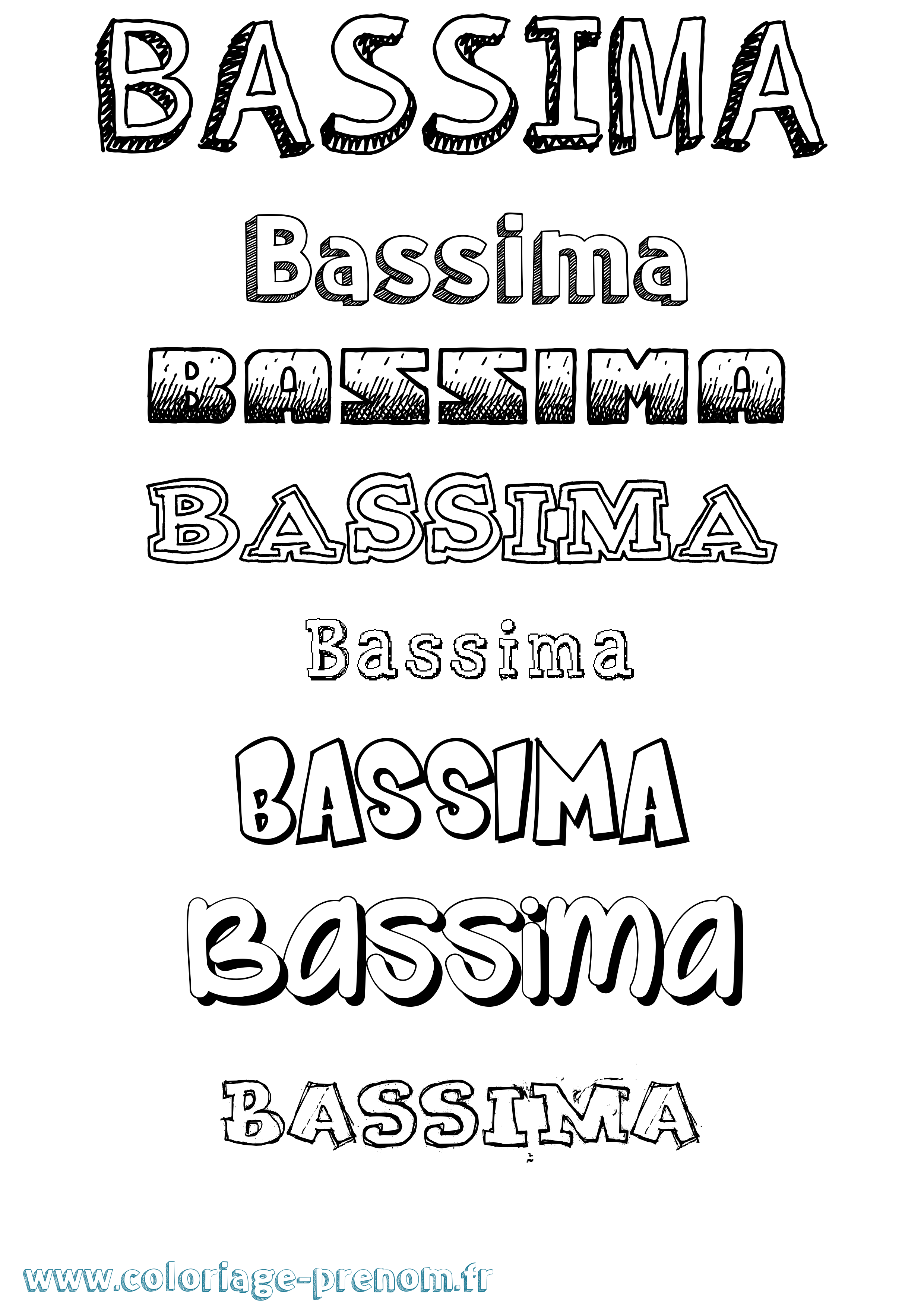 Coloriage prénom Bassima Dessiné