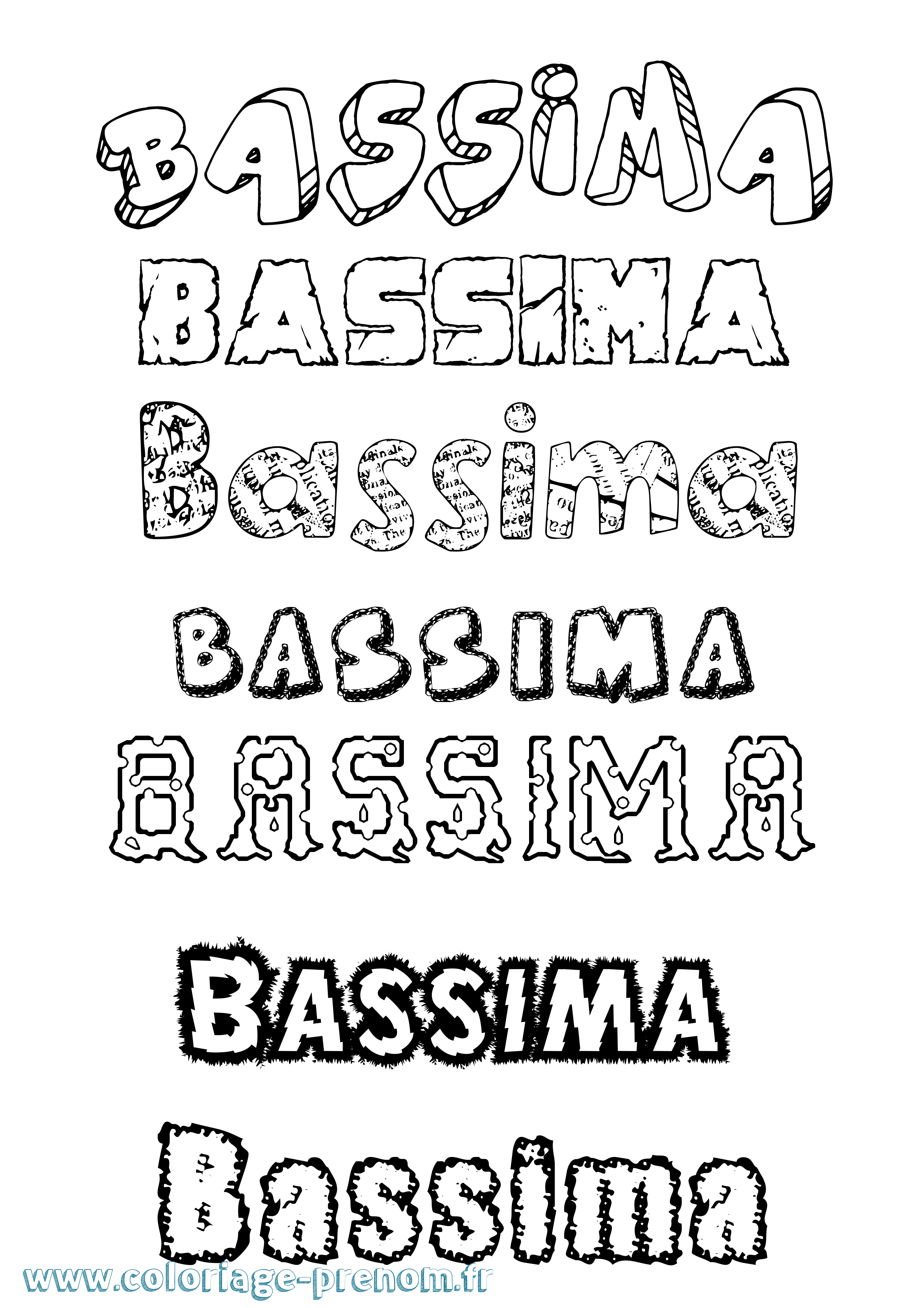 Coloriage prénom Bassima Destructuré
