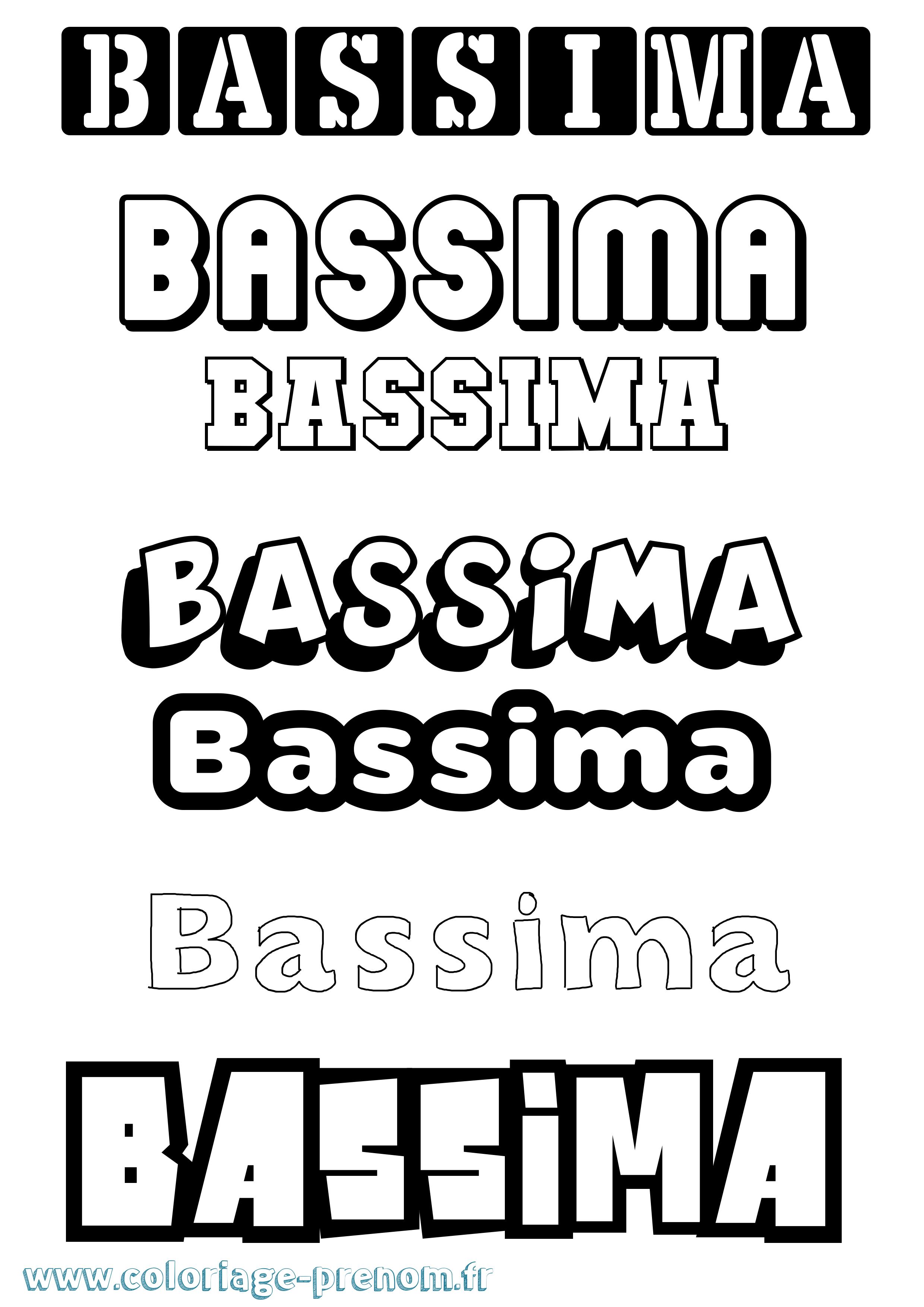 Coloriage prénom Bassima Simple